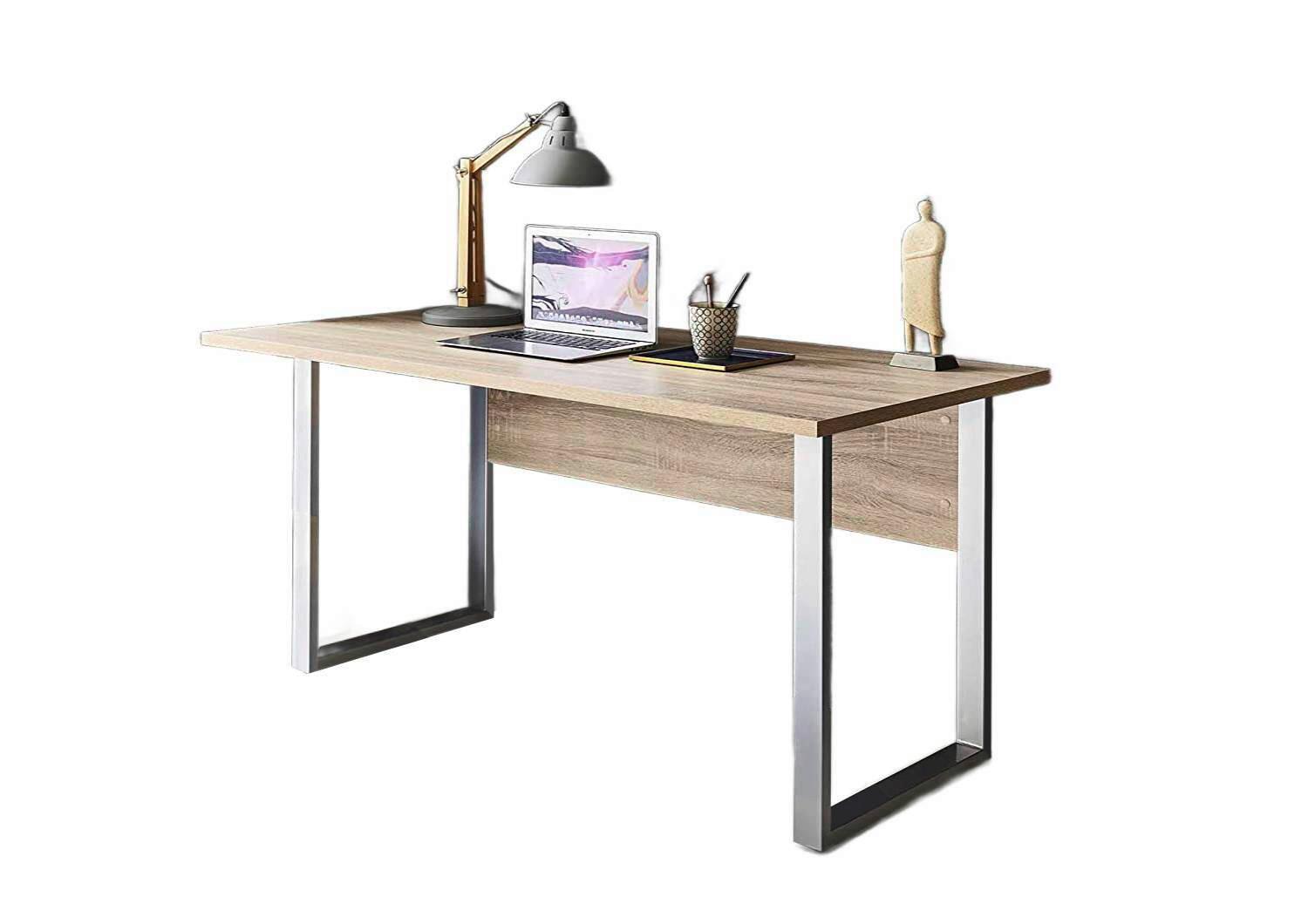Schreibtisch Office Edition Sonoma Eiche Dekor L: 138cm - Silberfarben/Sonoma Eiche, MODERN, Holzwerkstoff/Metall (138/74/67cm) - MID.YOU