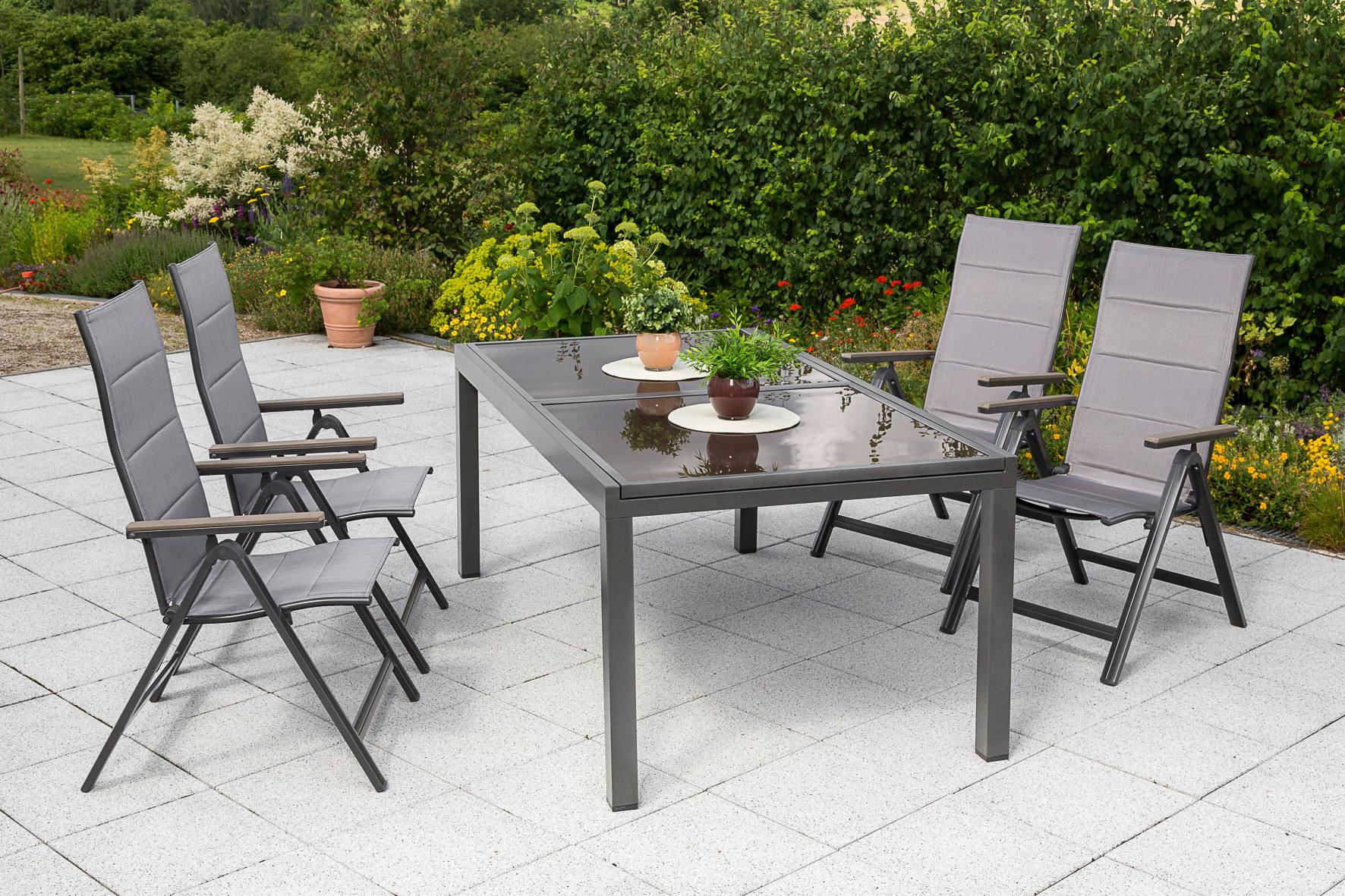 Gartensessel Klappbar Trivero Aluminium - Graphitfarben/Grau, MODERN, Kunststoff/Metall (58/112/113cm) - Gardenson