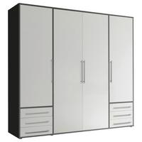 Drehtürenschrank Mit Laden B: 206 Cm Lyss Weiß/graphitfarben - Graphitfarben/Weiß, MODERN, Holzwerkstoff (206/194/58cm) - Livetastic