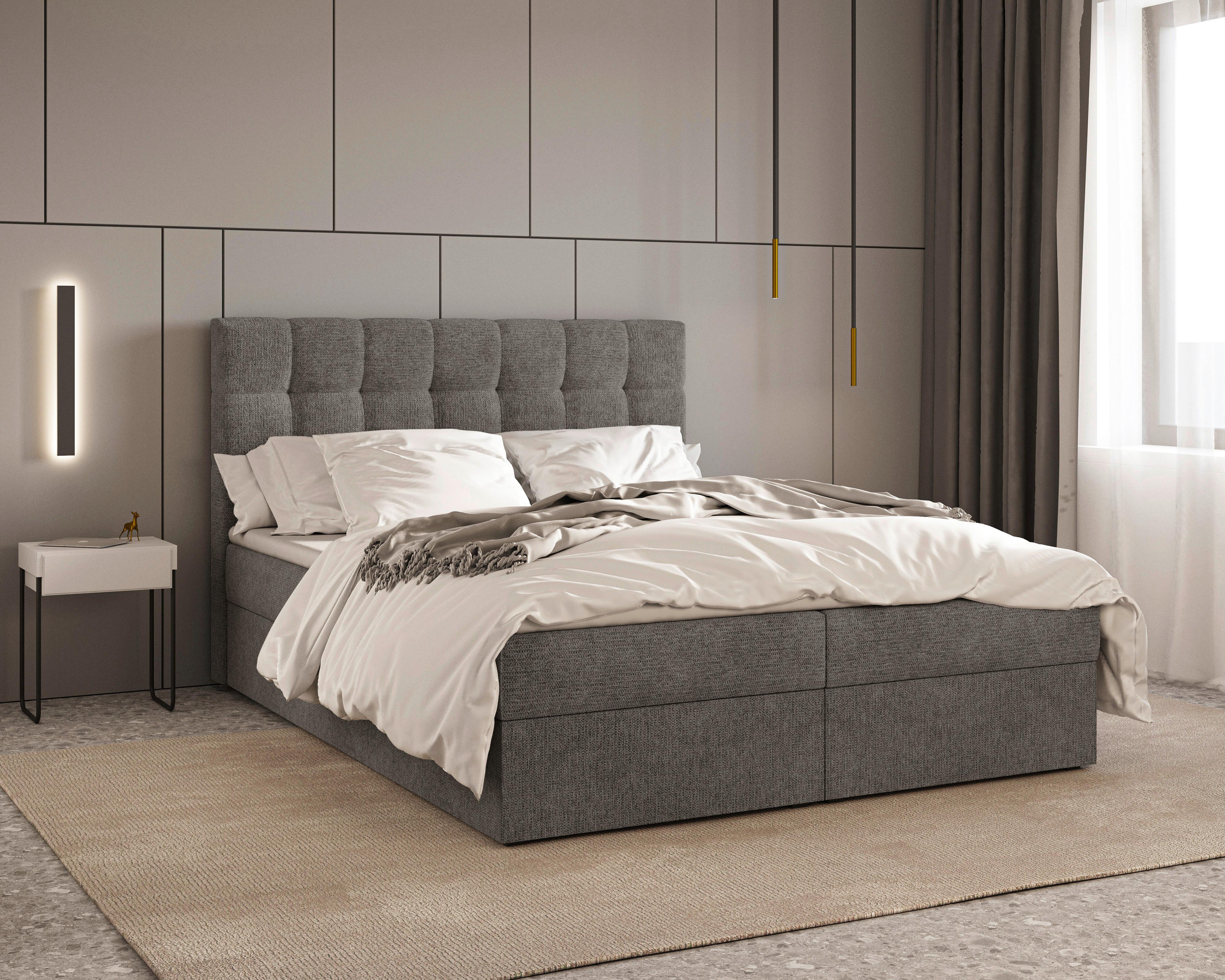 BOXBETT Oslo Anthrazit 180x200cm - Anthrazit/Schwarz, MODERN, Holz/Kunststoff (180/200cm) - MID.YOU