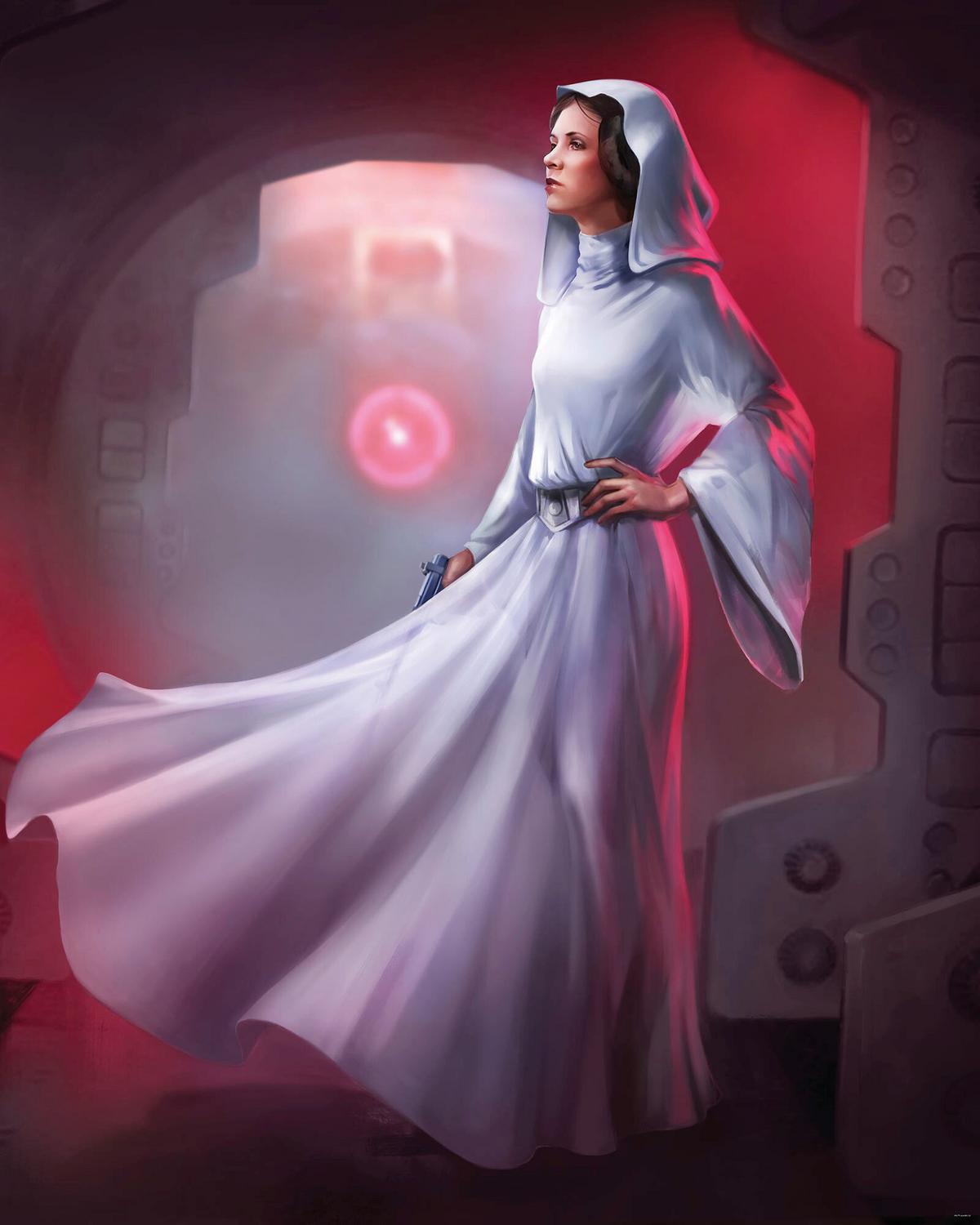 Fototapete Star Wars Leia - Rot/Weiß, Trend, Textil (200/250cm)
