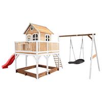 Spielturm A030.158.21 - Rot/Braun, KONVENTIONELL, Holz (613/291/277cm) - Ambia Garden
