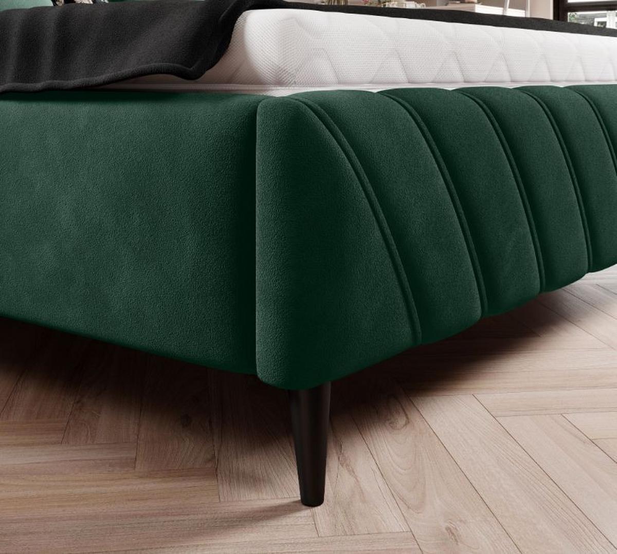 Postel Melli s roštem a úložným prostorem 160x200cm - černá/tmavě zelená, Design, dřevo/textil (160/200cm)