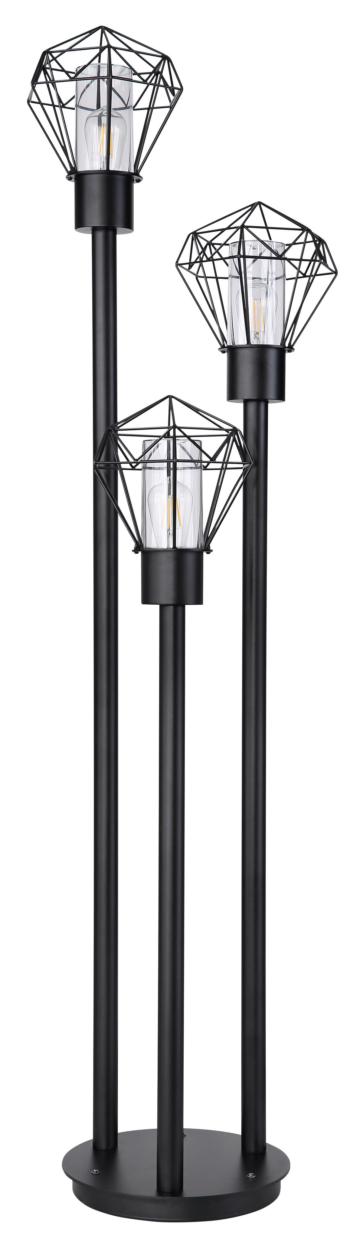 Außenleuchte Horace 15 Watt Edelstahl - Klar/Schwarz, Basics, Kunststoff/Metall (44,2/44,5/170cm)