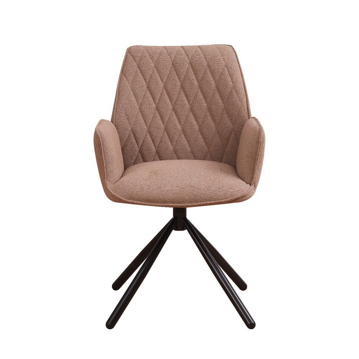 Armlehnstuhl Reims Taupe Gepolstert 2er-Set - Taupe/Schwarz, Design, Textil/Metall (56/97/52,5cm) - MID.YOU