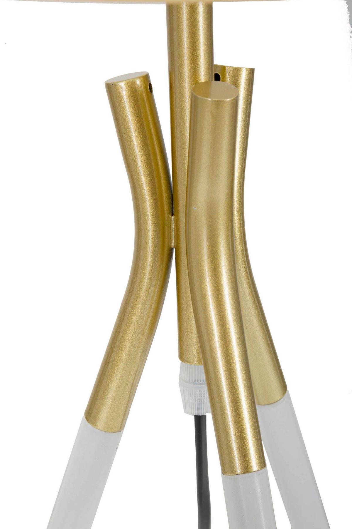 Tischleuchte Triply Weiß/Goldfarben B: 30cm - Goldfarben/Weiß, Basics, Textil/Metall (30/57/28cm)
