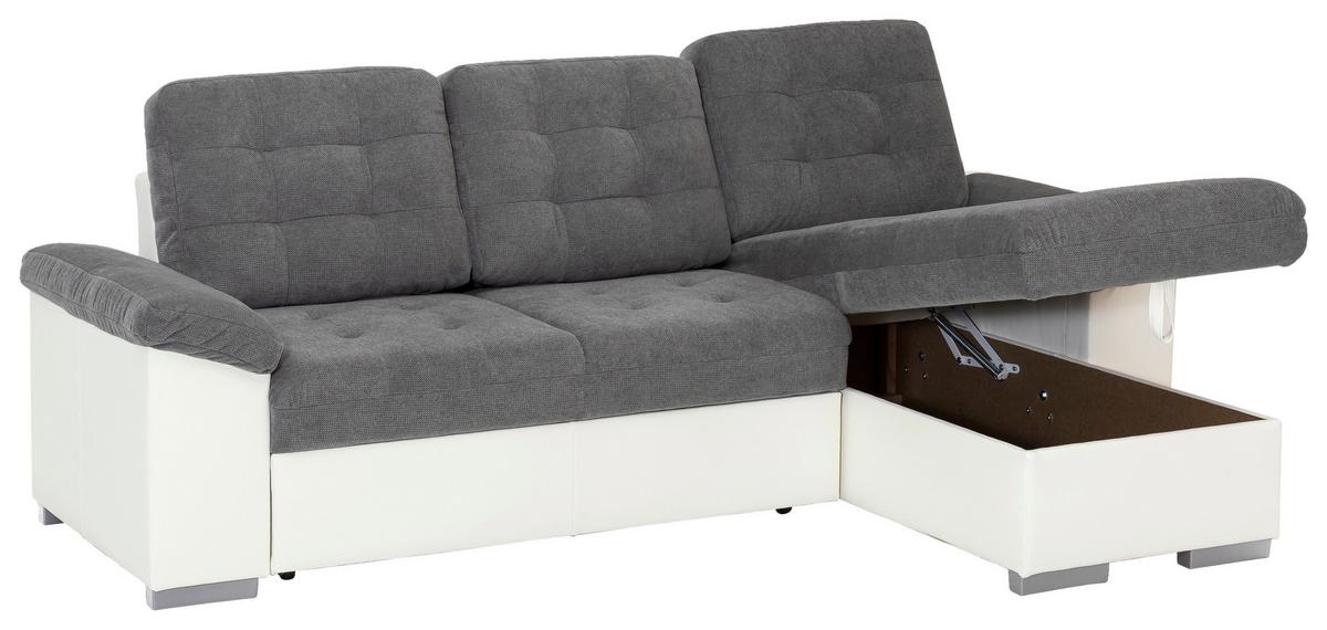 Eckschlafsofa Australia Creme/dunkelgrau S: 232x148 Cm - Dunkelgrau/Creme, MODERN, Textil (232/148cm) - MID.YOU