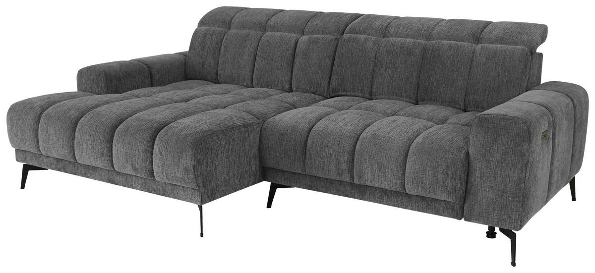 Rohová sedačka LAYA, levá, antracitová žinylka KANSAS - antracitová, Moderní, textil (155/250cm) - Premium Living