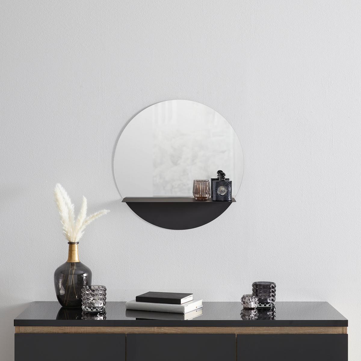 Nástenné zrkadlo Maren Ø ca. 50cm vr.police - čierna, Modern, kov/sklo (50cm) - Mömax