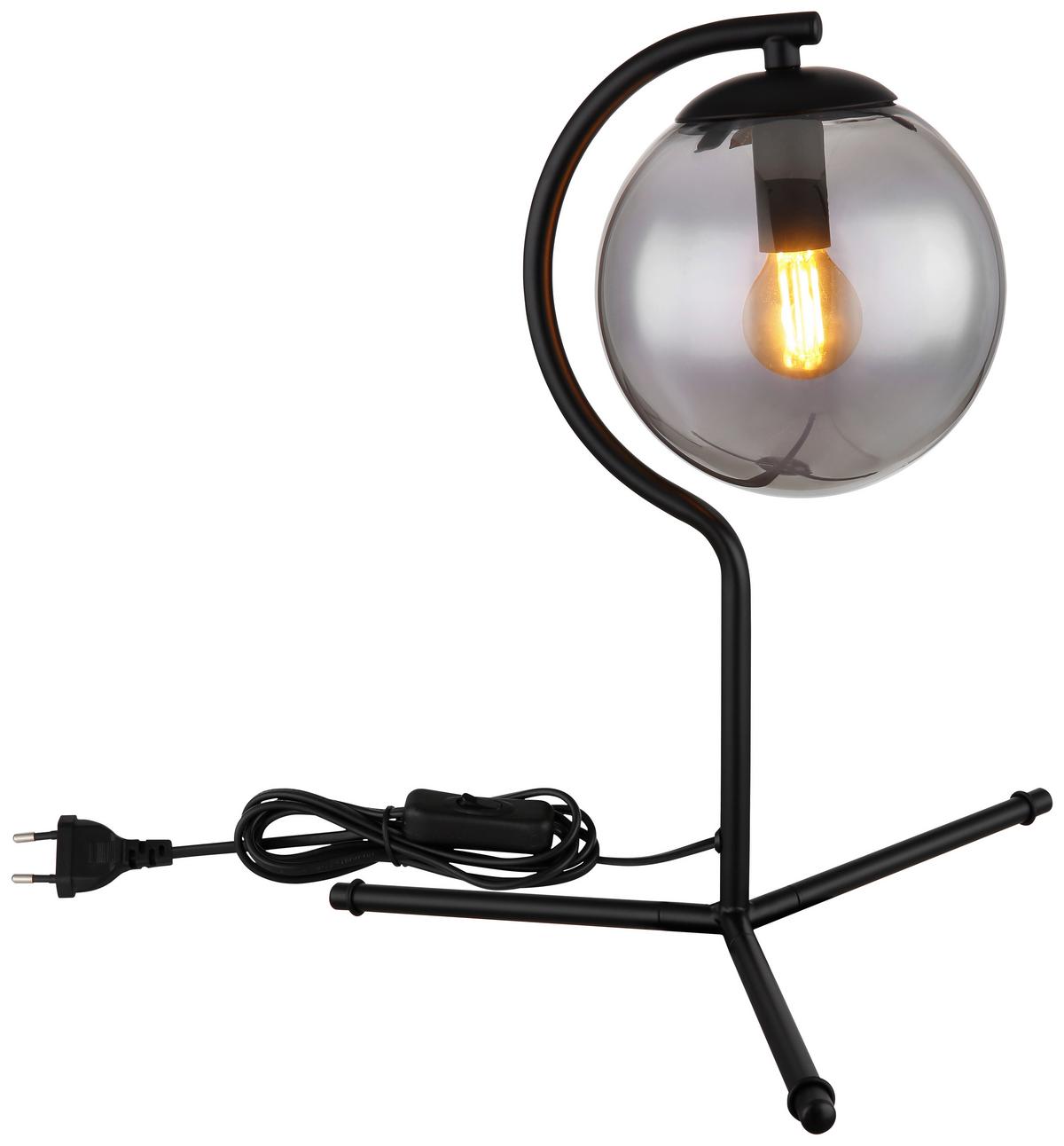 Tischlampe Porry Schwarz Mit Wippschalter - Schwarz, Basics, Glas/Metall (35/35cm) - Globo