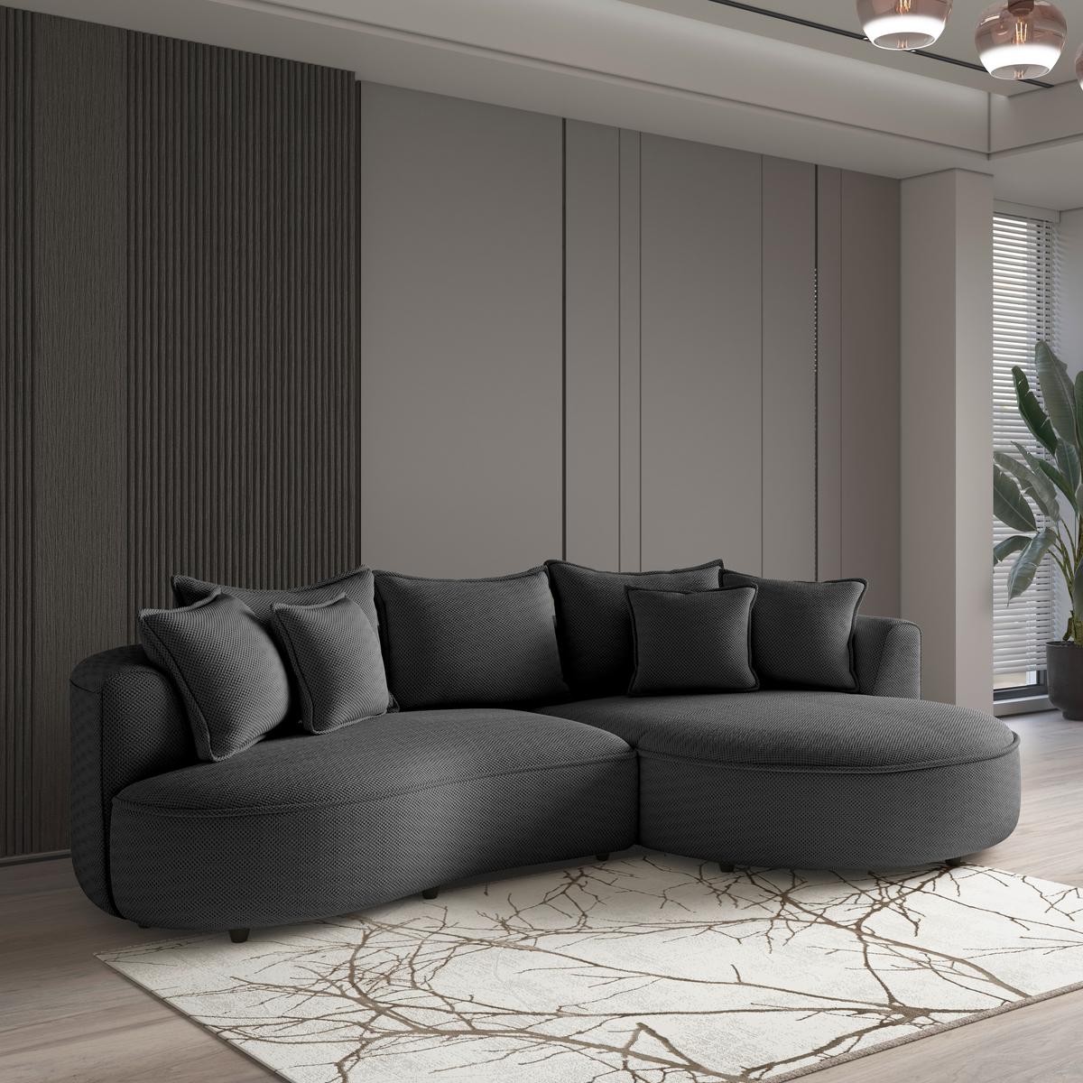 Ecksofa Levi - Anthrazit/Schwarz, MODERN, Textil (287/168cm)