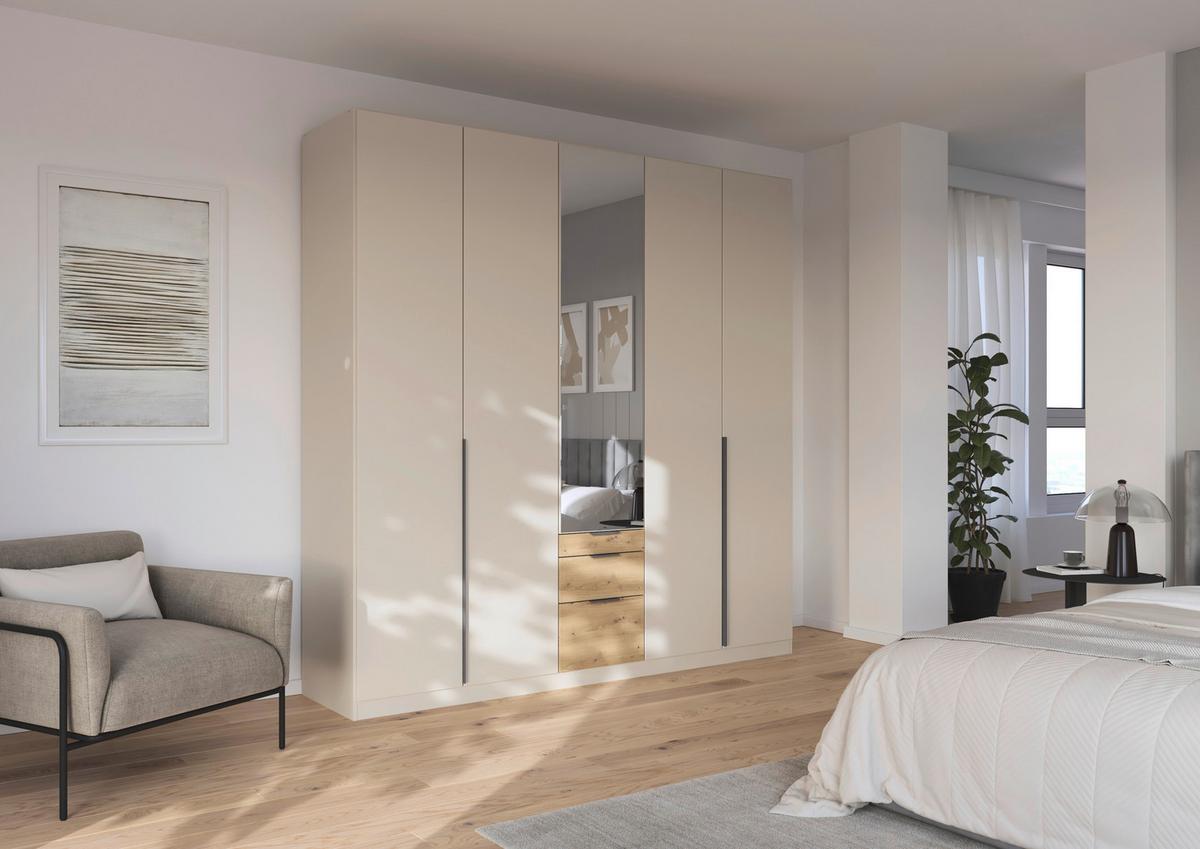 Drehtürenschrank Mit Spiegel 226cm Alabama Super Champagner - Champagner/Eichefarben, MODERN, Holzwerkstoff (226/229/54cm)