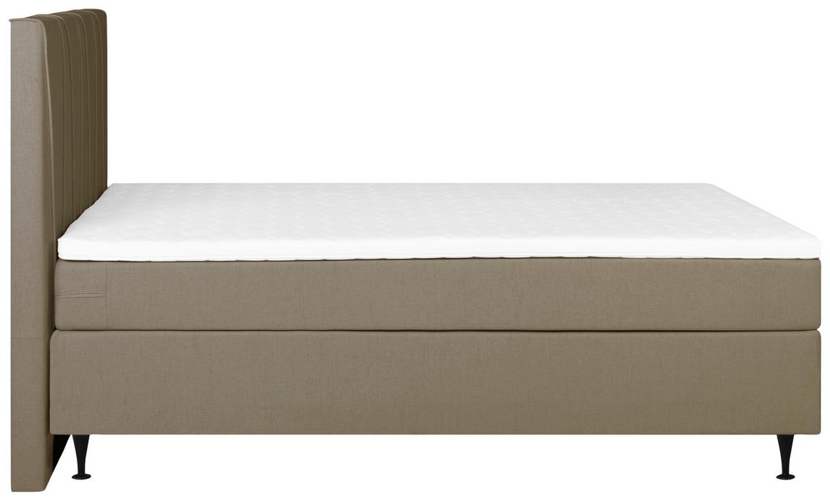Boxspringbett Wels 140x200 cm Braun inkl. Topper - Schwarz/Braun, MODERN, Textil (140/200cm) - MID.YOU