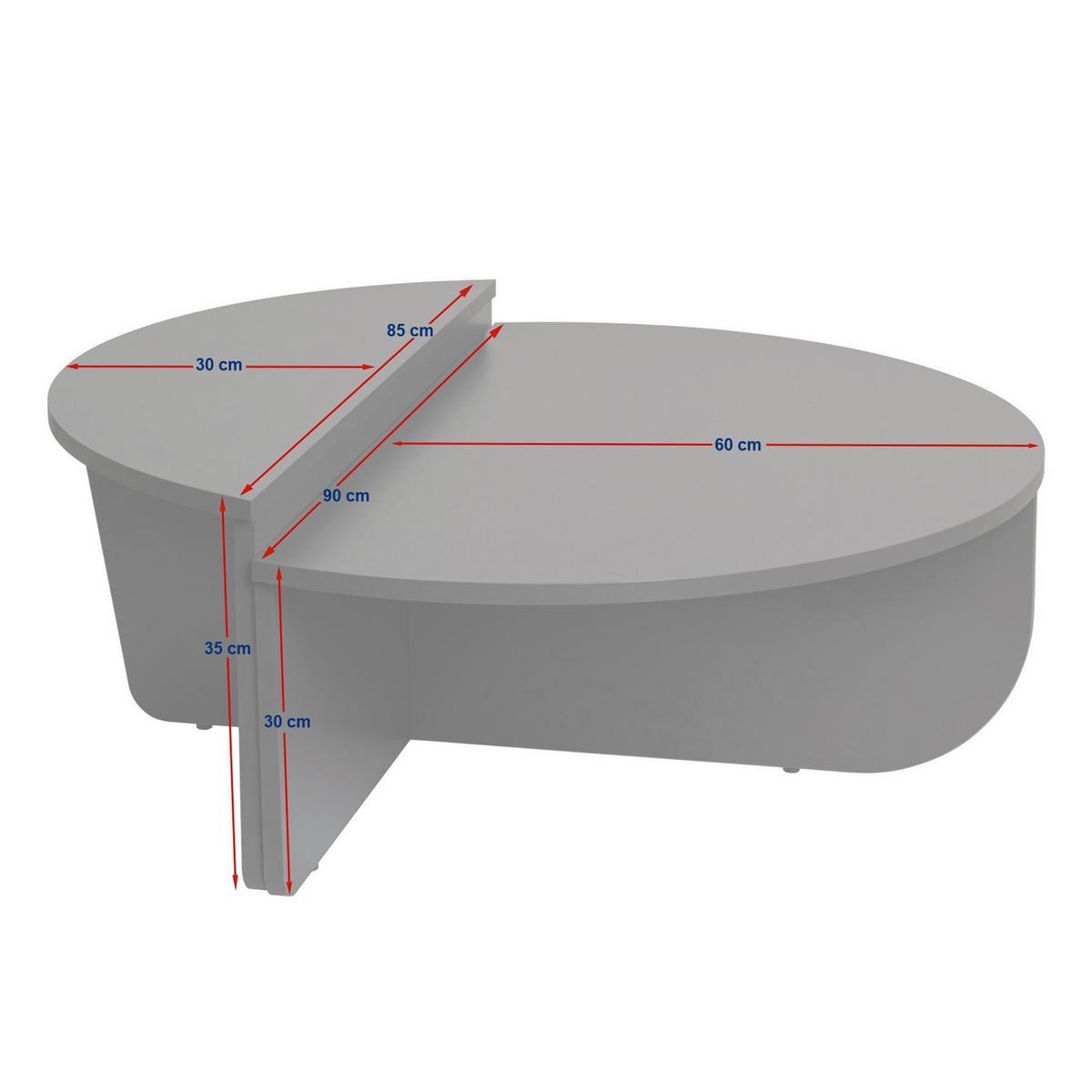COUCHTISCH Orion Creme L: 90-85cm - Creme, Design, Holzwerkstoff (90-85/60-30/30-35cm) - MID.YOU
