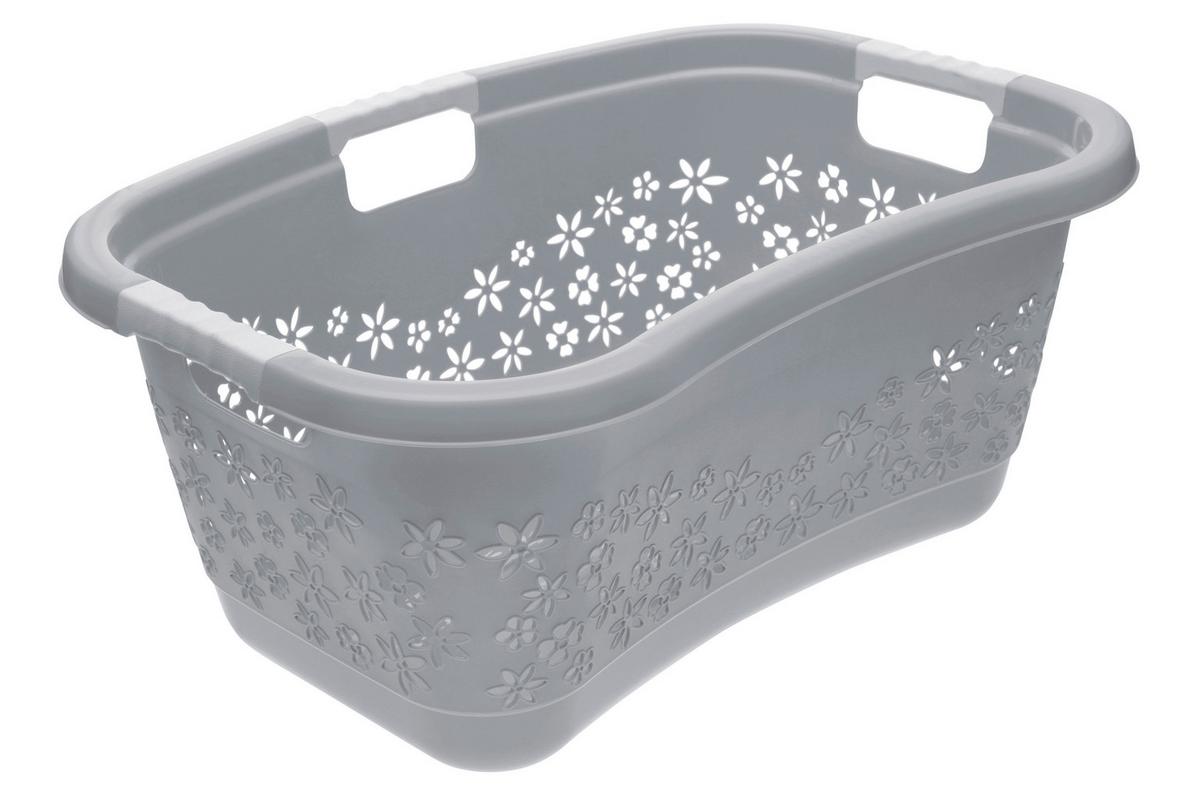 Wäschekorb Lasse Grau, 65x45x28,5 cm - Grau, Basics, Kunststoff (65/45/28,5cm)