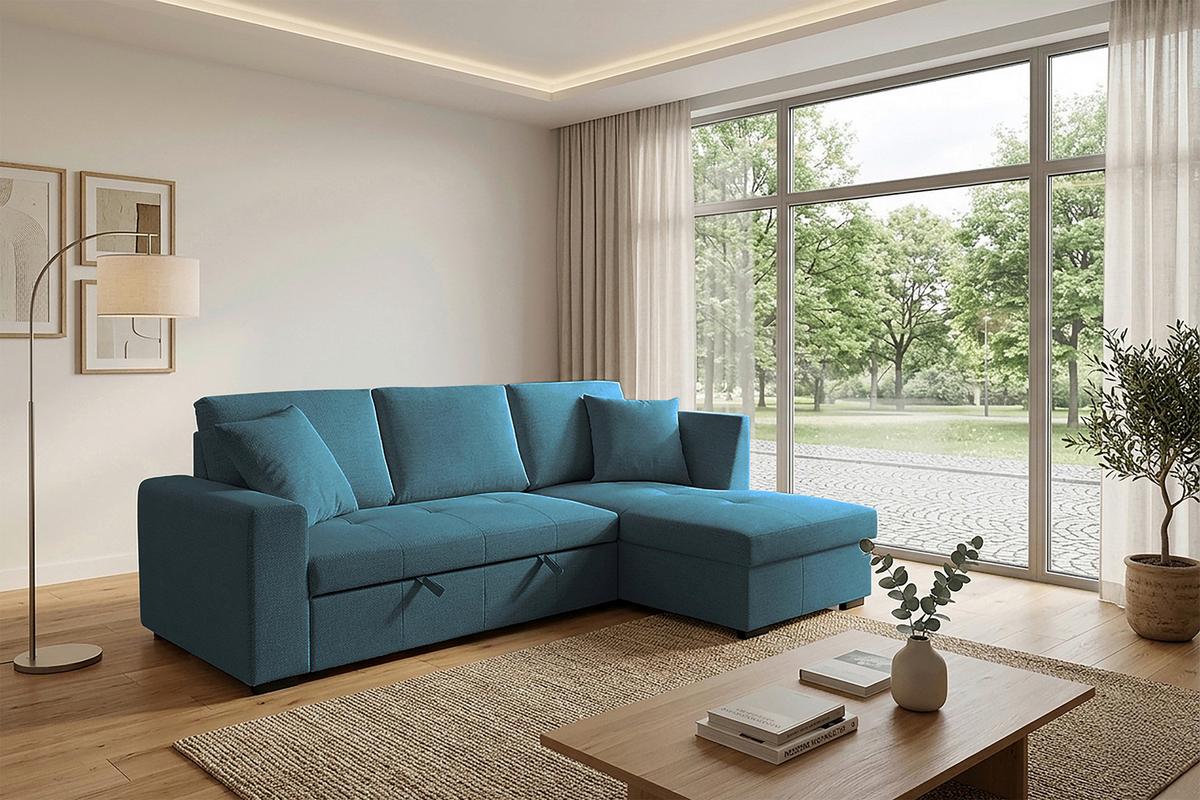 Ecksofa Lukas Blau S: 239x158 Cm - Blau, Trend, Textil (239/158cm)