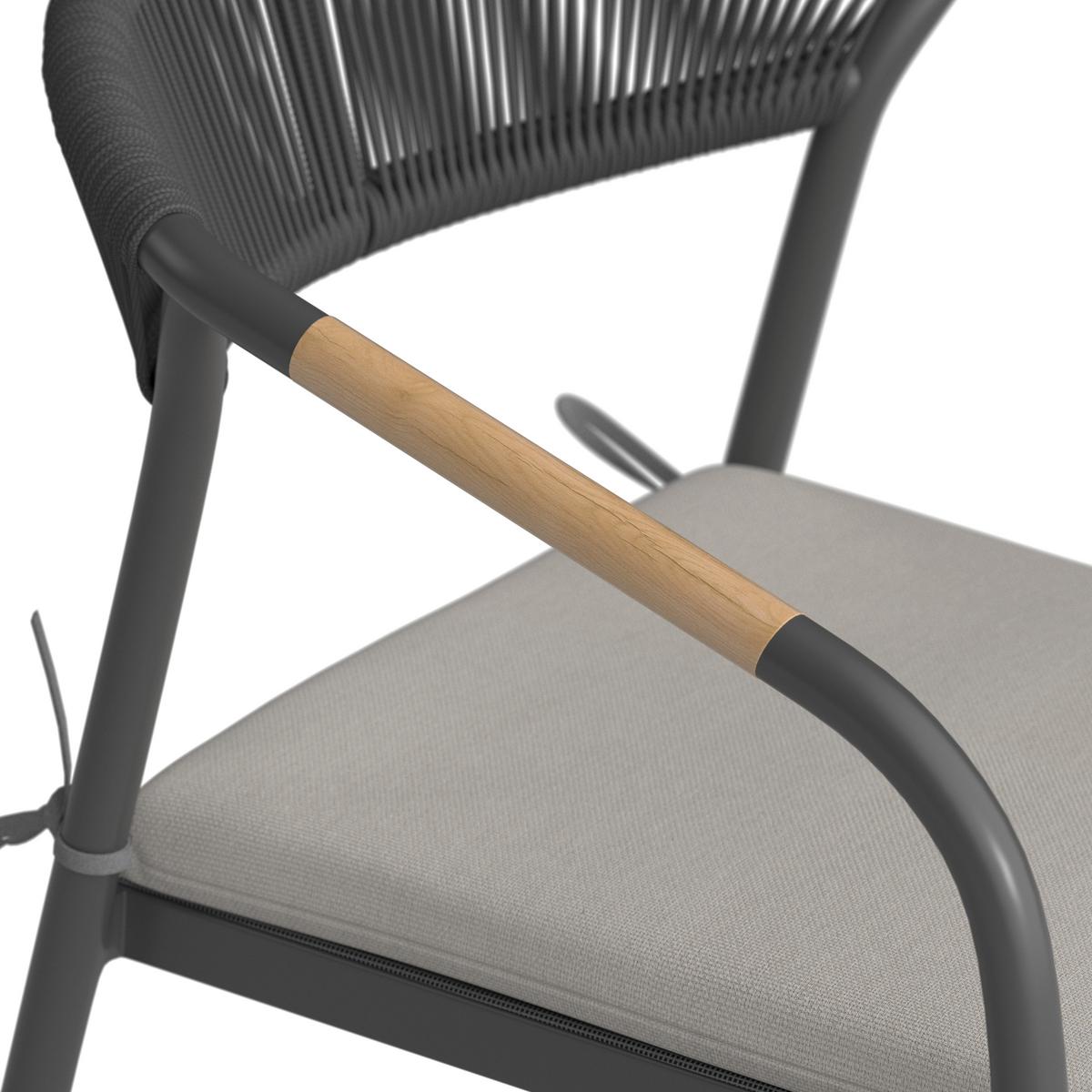 Sada záhradných kresiel BENICIO - sivá/prírodná farba, Modern, kov/textil (56/80/64cm) - Bessagi Garden