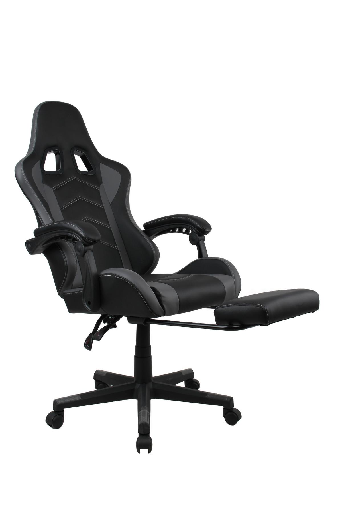 Gamingstuhl Miami - Schwarz/Grau, LIFESTYLE, Kunststoff/Textil (64/124-134/70cm) - MID.YOU