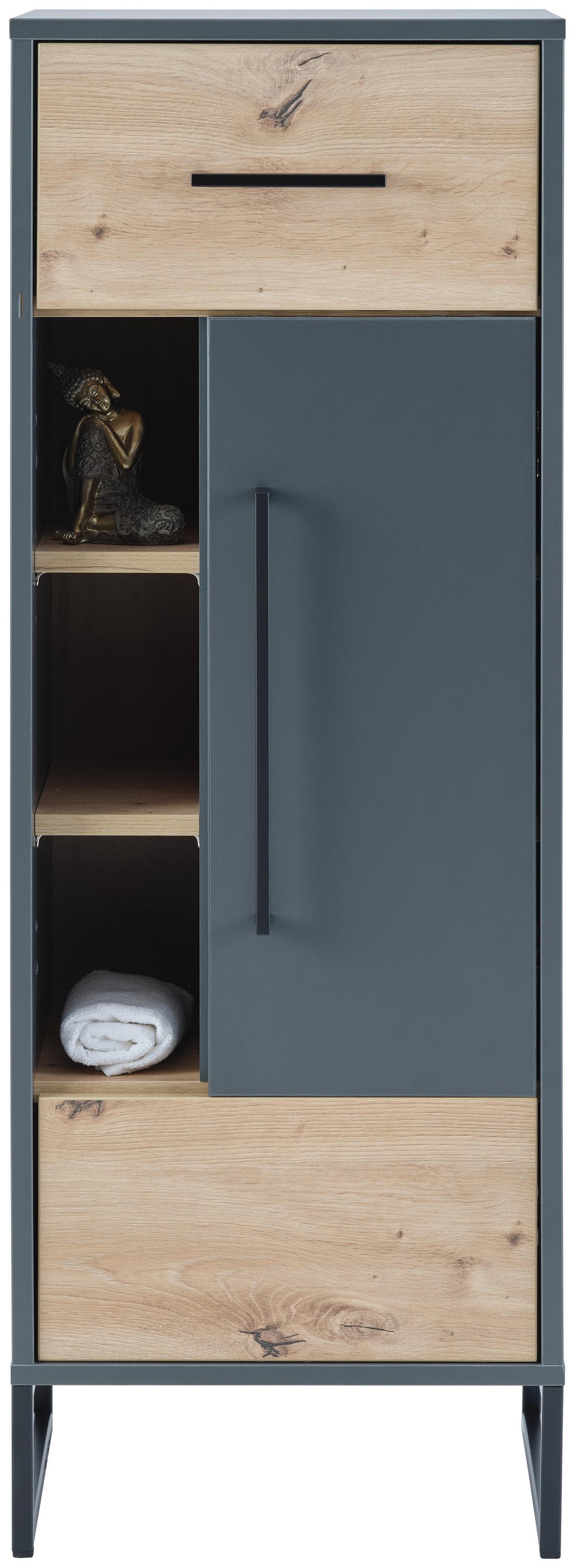 Badezimmer Fabio Eiche Dekor/Anthrazit B: 150cm - Anthrazit/Eiche Artisan, MODERN, Glas/Holzwerkstoff (150/170/33cm)