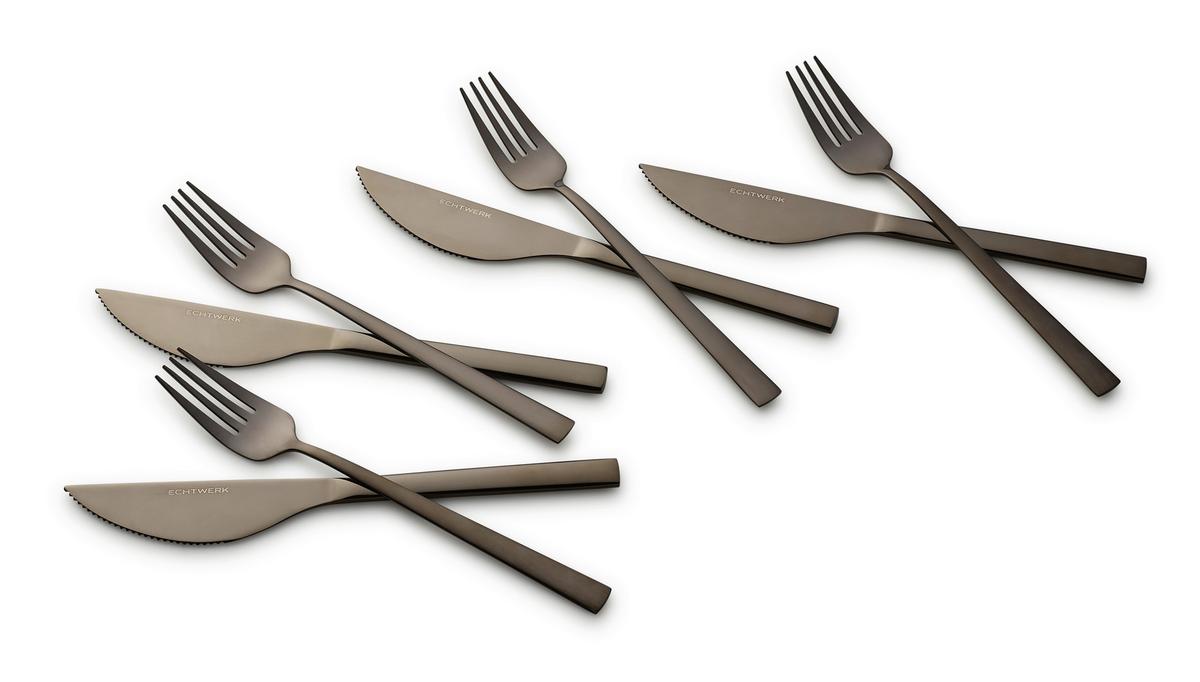 Pizzabesteckset 8-Teilig für 4 Personen - Schwarz, Basics, Metall (23cm) - Echtwerk