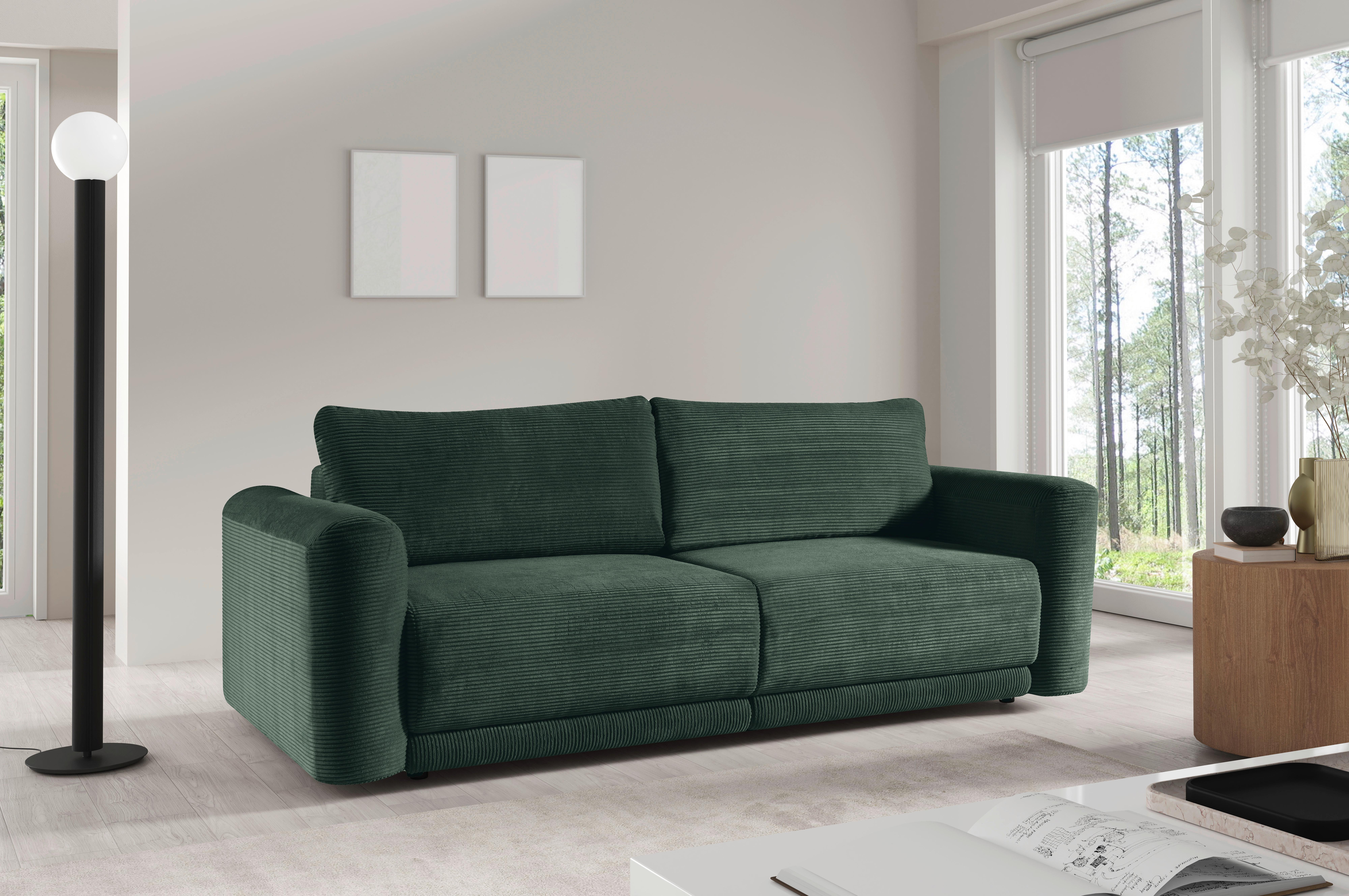 Schlafsofa Norman Grün B: 252cm - Schwarz/Grün, Design, Textil (252/93/167cm) - Livetastic