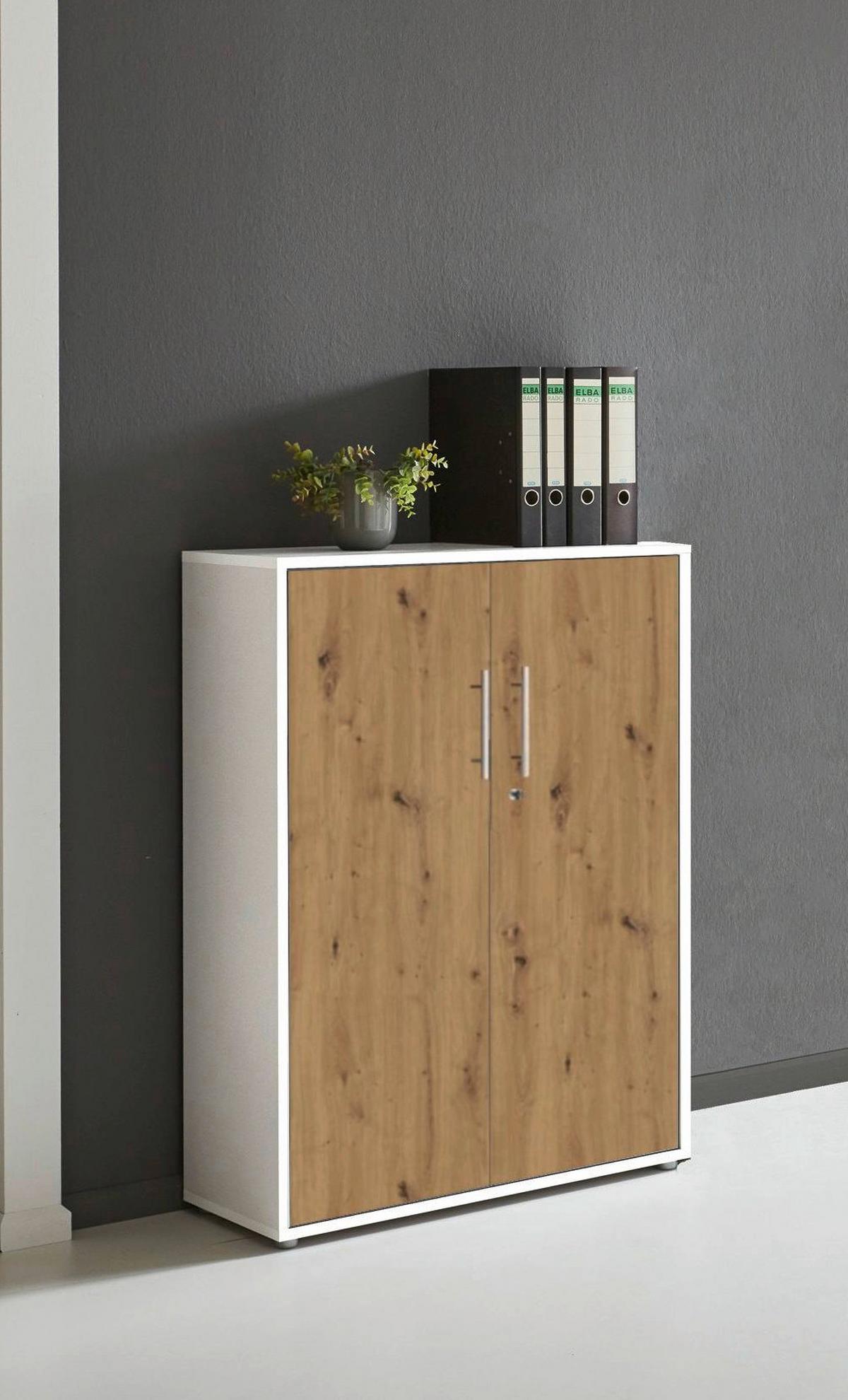 AKTENSCHRANK OFFICE EDITION - Weiß/Eiche Artisan, MODERN, Holzwerkstoff (84,4/113,6/33cm) - MID.YOU