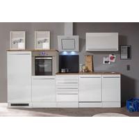 Küchenzeile Premium mit Geräte B: 290 cm Weiß/Eiche Dekor - Wildeiche/Eichefarben, Basics, Holzwerkstoff (290cm) - Respekta