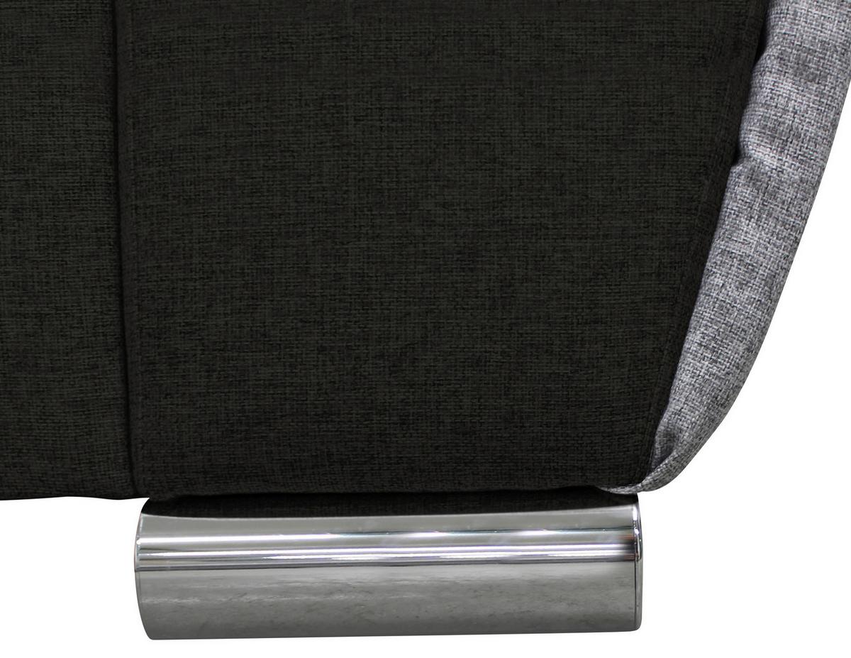 Ecksofa Delux Schwarz/hellgrau Schlaffunktion Ottomane Links - Silberfarben/Hellgrau, Design, Textil (266/266cm) - Livetastic