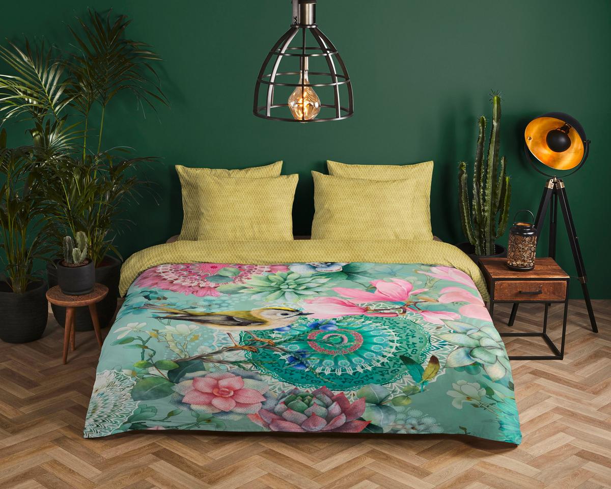BETTWÄSCHE XABINE - Hellgelb/Mintgrün, Design, Textil (140/200cm)