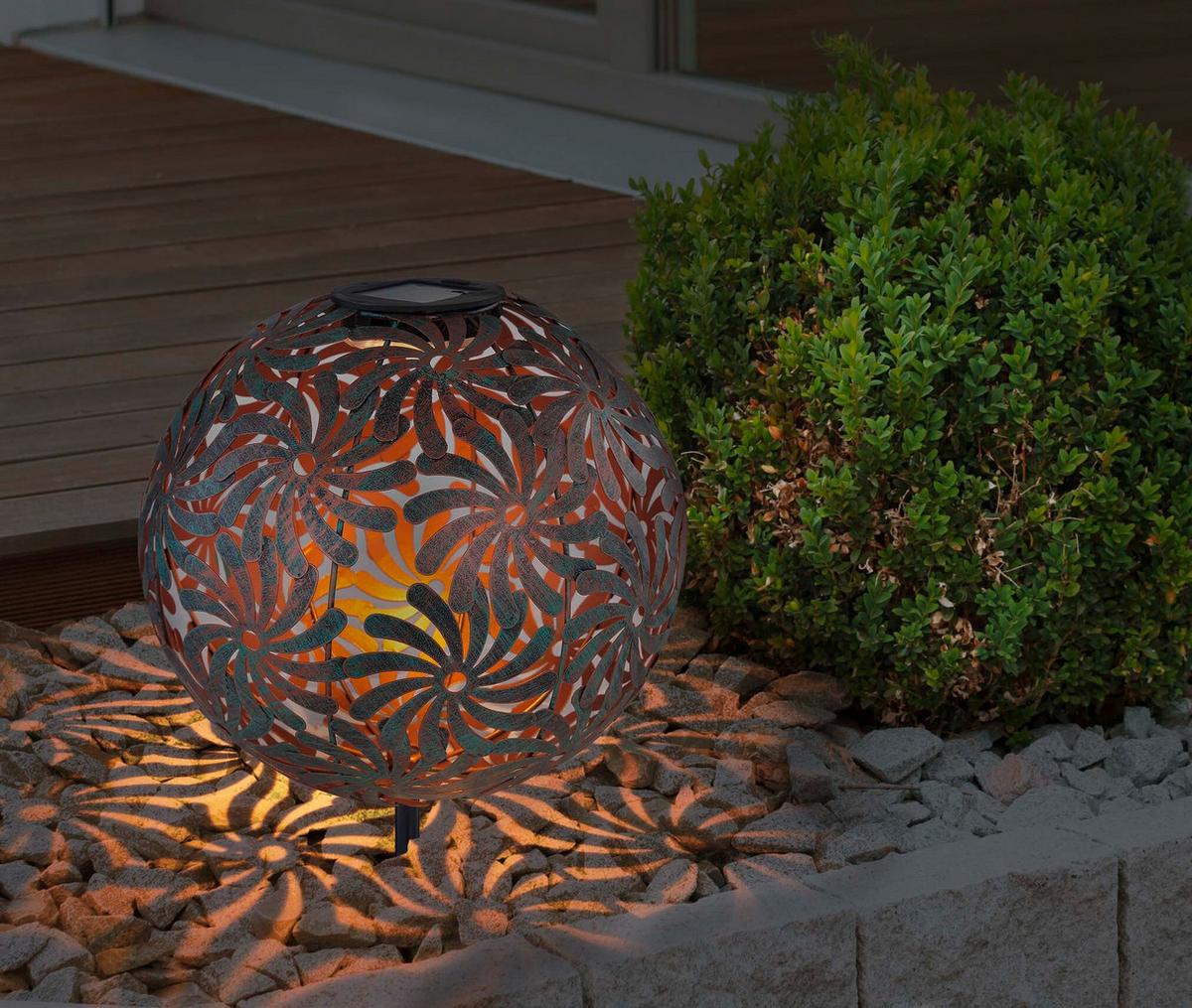 Solarleuchte Grün/Gold 1xled Warmweiß H: 37 cm - Goldfarben/Grün, Basics, Metall (26/37cm) - Globo