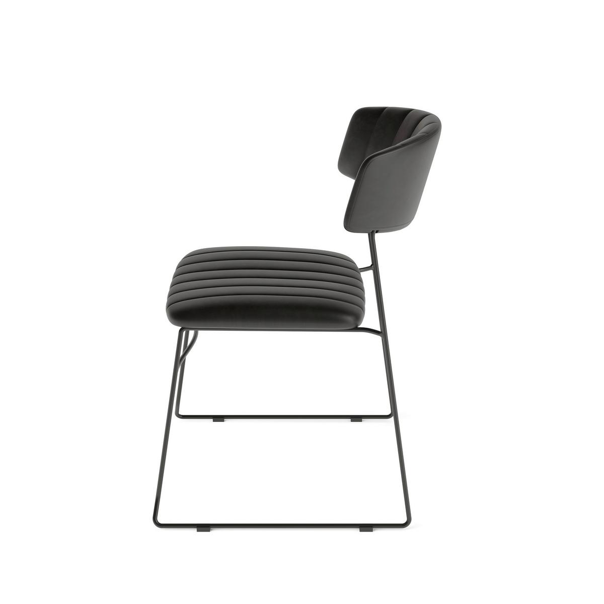 STUHL-SET MUNDO - Schwarz, MODERN, Leder/Metall (48/78/57cm) - MID.YOU