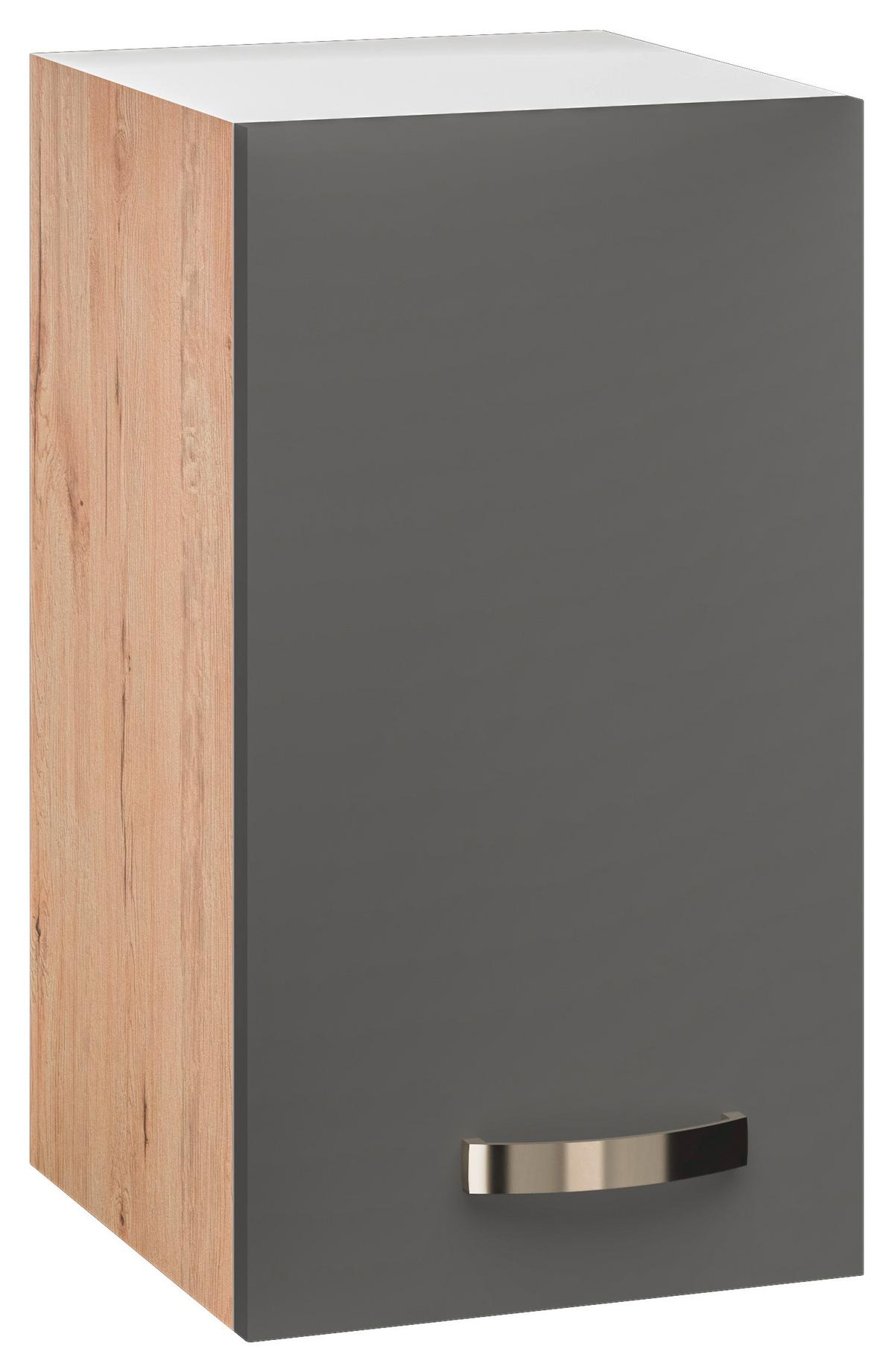 Küchenoberschrank Shadow 30 Cm Grau/eiche Dekor 1 Drehtür - Dunkelgrau/Eiche San Remo, MODERN, Holzwerkstoff (30/54/32cm)