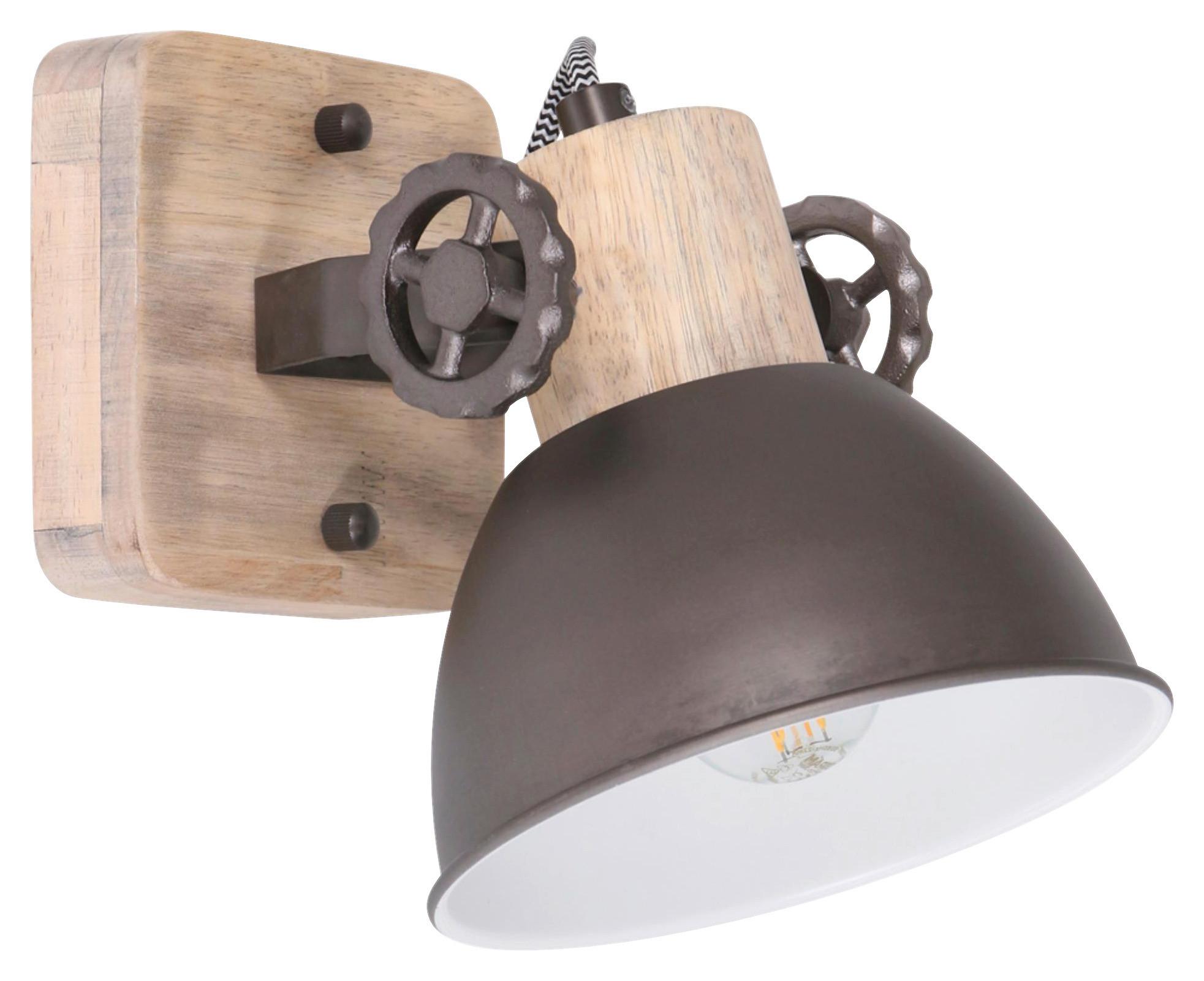 Deckenspots Gearwood - Anthrazit, Trend, Holz/Metall (15/19/17cm)