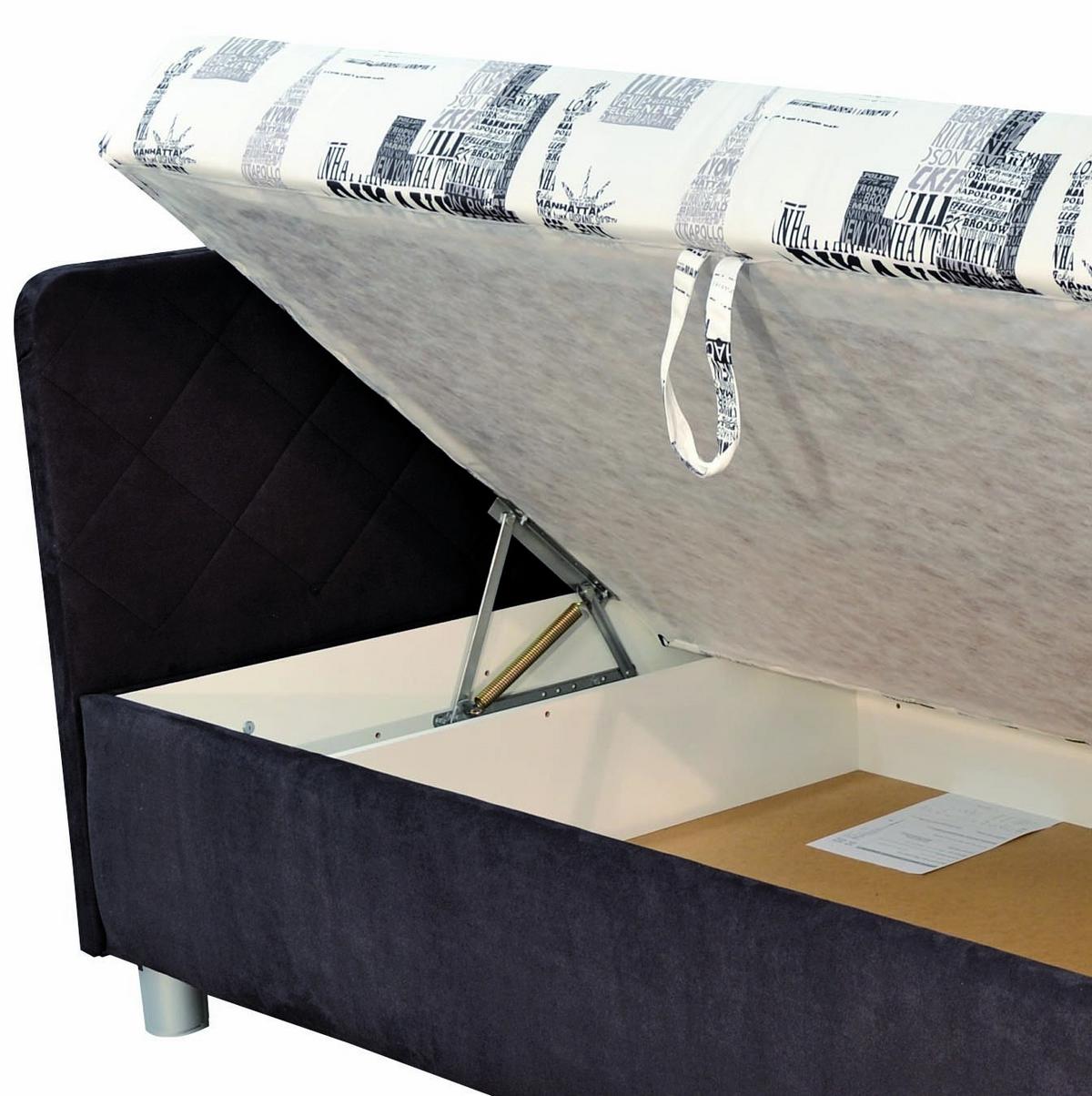Čalouněná válenda s úložným prostorem Sorbona, 110x200 cm - šedá/bílá, Konvenční, textil/plast (110/200cm)