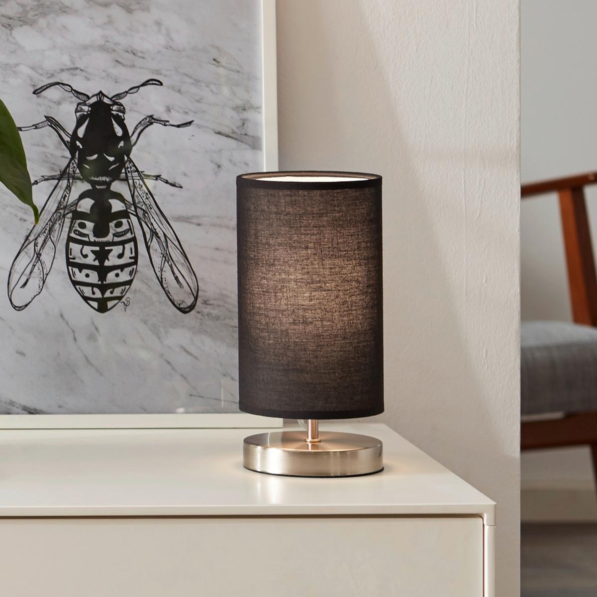 Tischleuchte 13247/06 Clarie - Silberfarben/Schwarz, KONVENTIONELL, Textil/Metall (12/25,5cm) - Brilliant