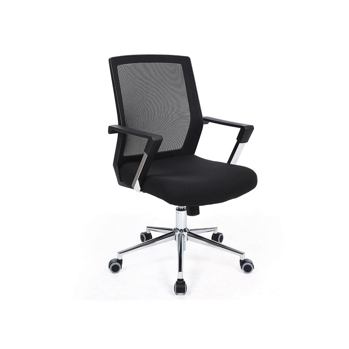 Bürostuhl mit Netzbespannung Schwarz, Bis 150 Kg - Chromfarben/Schwarz, Basics, Kunststoff/Textil (61/102/55cm) - Boxxx
