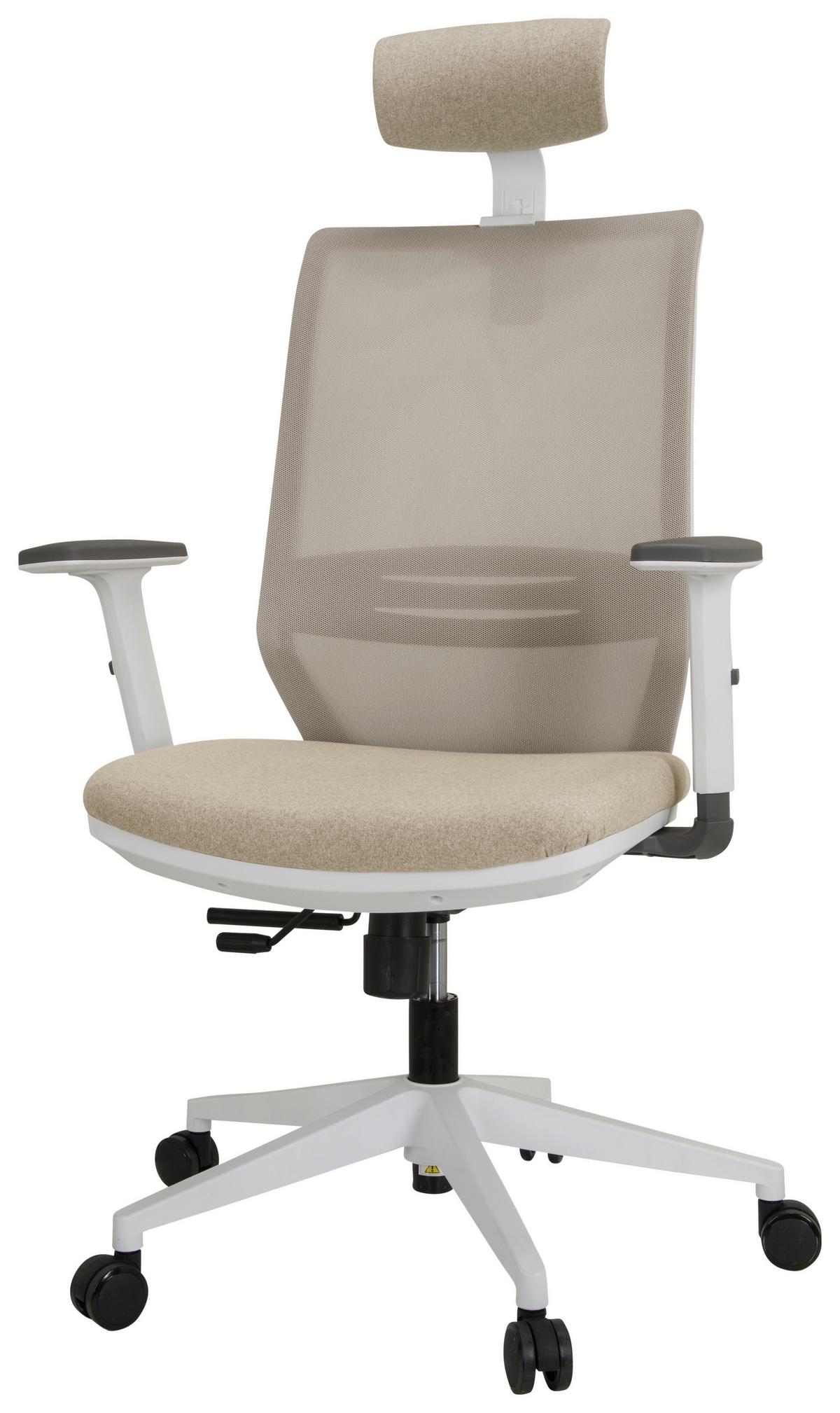 Bürostuhl Profondp Pro Weiß/Beige Bis 120 Kg - Beige/Weiß, Basics, Kunststoff/Textil (70/117/62cm) - MID.YOU