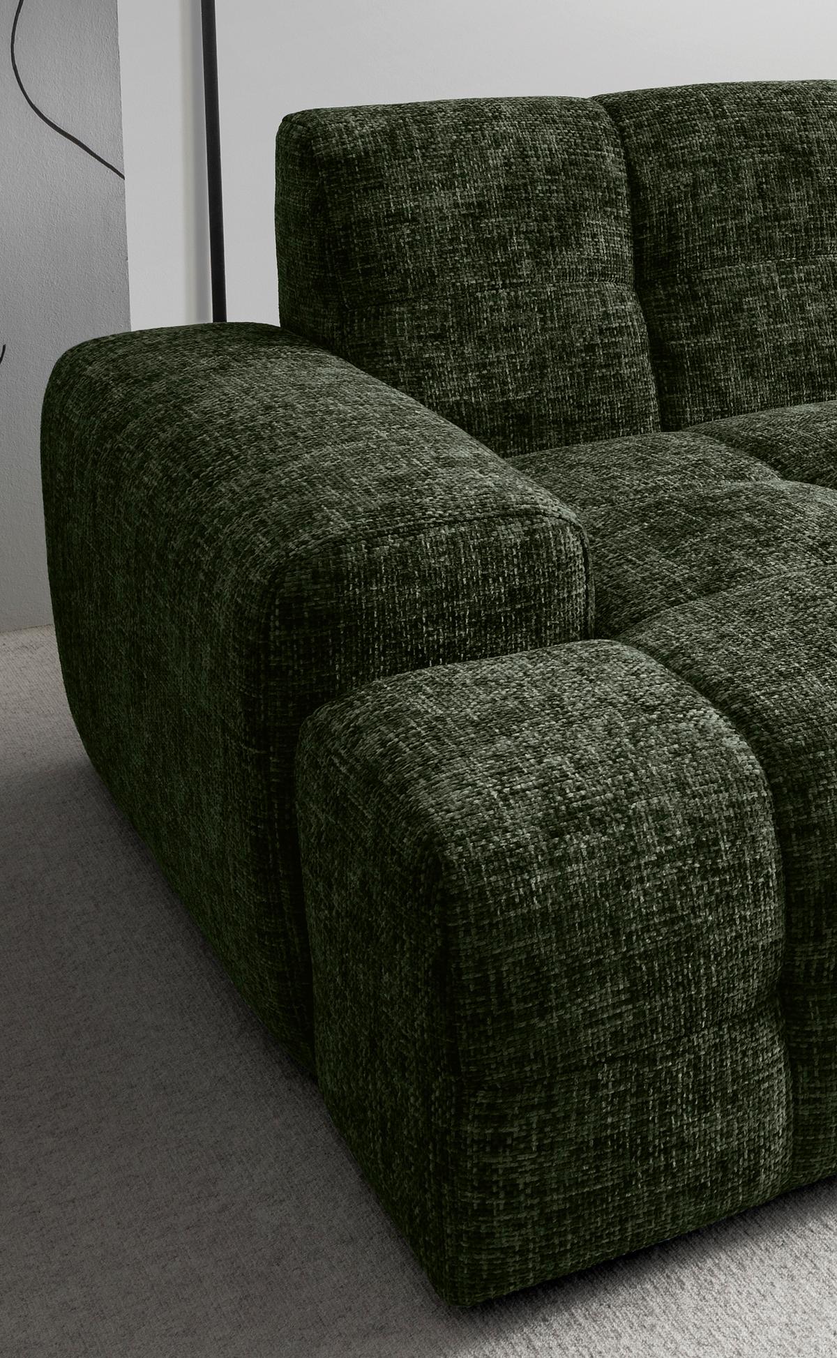 Bigsofa Bosco, Dunkelgrün B: 304 cm - Waldgrün/Schwarz, MODERN, Textil (304/87/155cm) - Livetastic