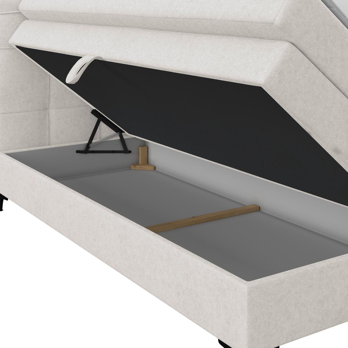 Boxspringbett MITTO Beige 140x200 cm - Beige/Schwarz, KONVENTIONELL, Textil/Metall (140/200cm)