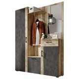 Garderobe Trio B: 145 cm Eiche/Anthrazit - Eichefarben/Anthrazit, Basics, Holzwerkstoff (145/184/29cm)