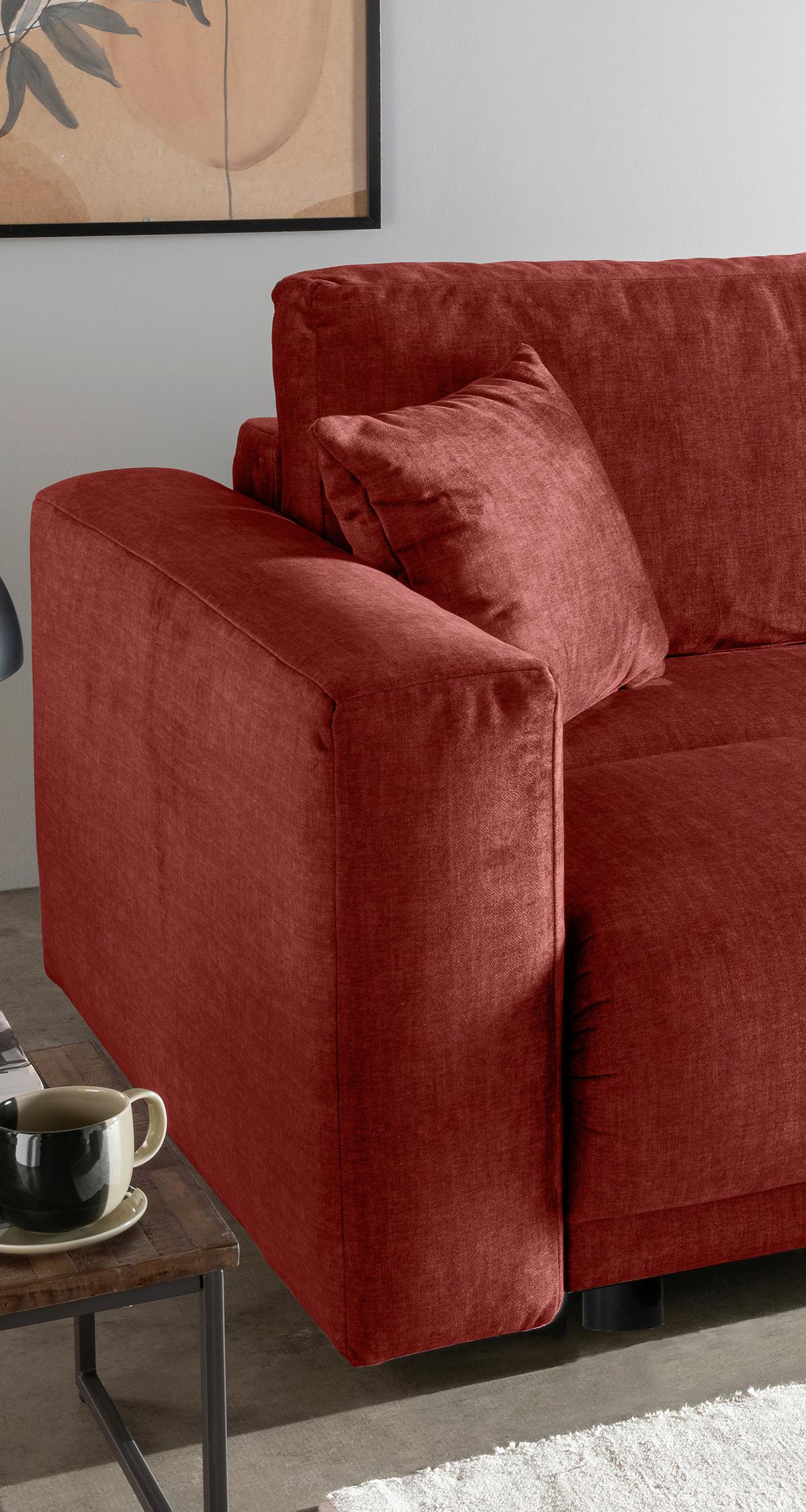 Schlafsofa Longo, Koralle B: 245 Cm - Koralle/Schwarz, MODERN, Textil (245/86/126cm) - Livetastic