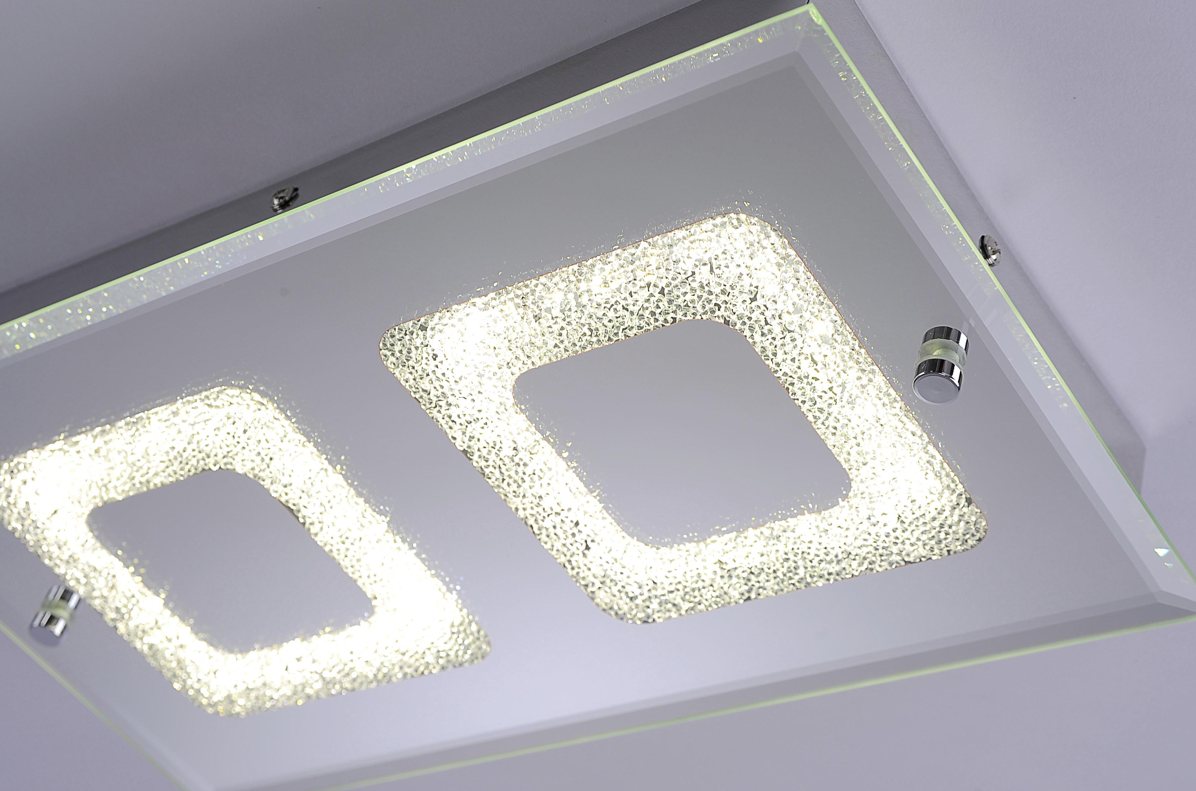 LED-Deckenleuchte Lisa L: 40 cm, Rechteckig - Chromfarben, KONVENTIONELL, Glas/Metall (40/7,5/24cm)