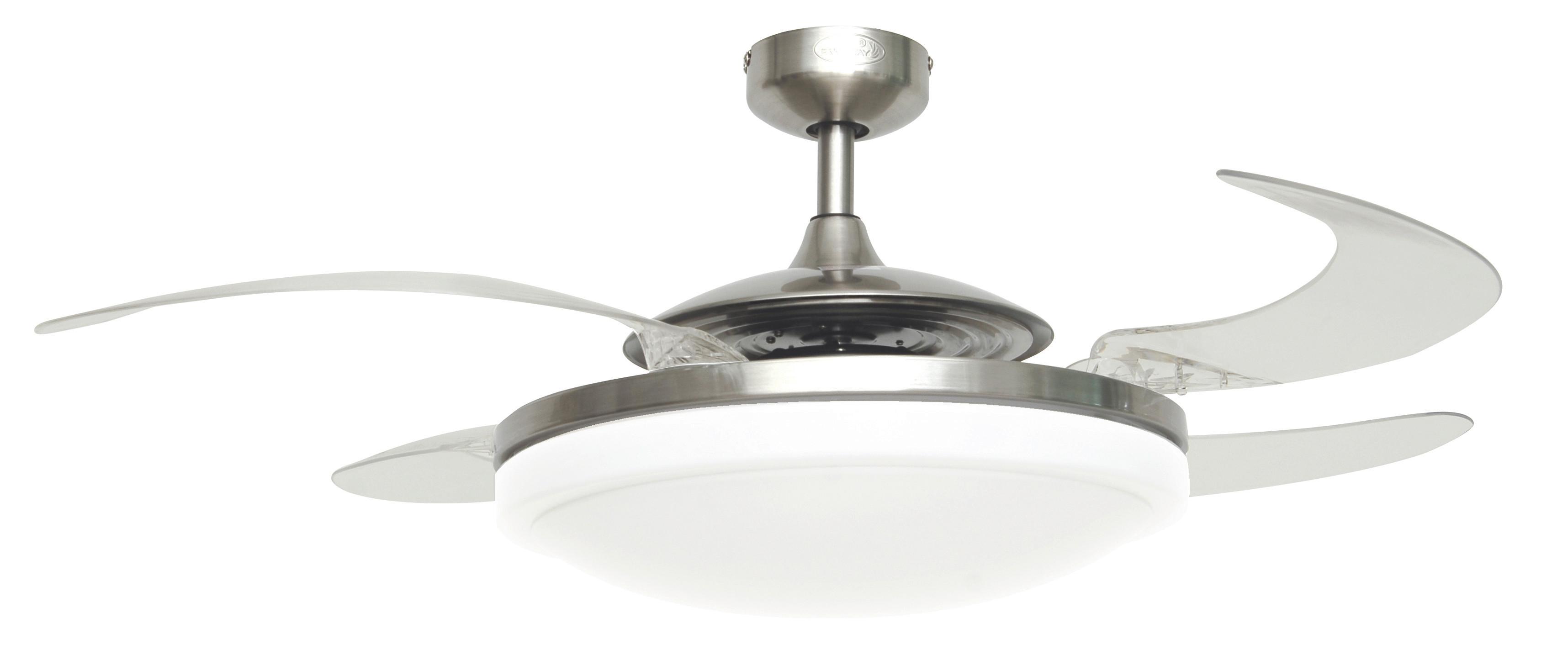 Deckenventilator Fanaway Chromfarben 4 Flügel Mit Licht - Chromfarben/Transparent, Basics, Kunststoff/Metall (122/41cm) - P & B