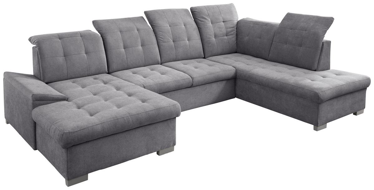 Wohnlandschaft Zira Dunkelgrau U: 169x330x212cm - Chromfarben/Dunkelgrau, MODERN, Textil (169/330/212cm) - Livetastic