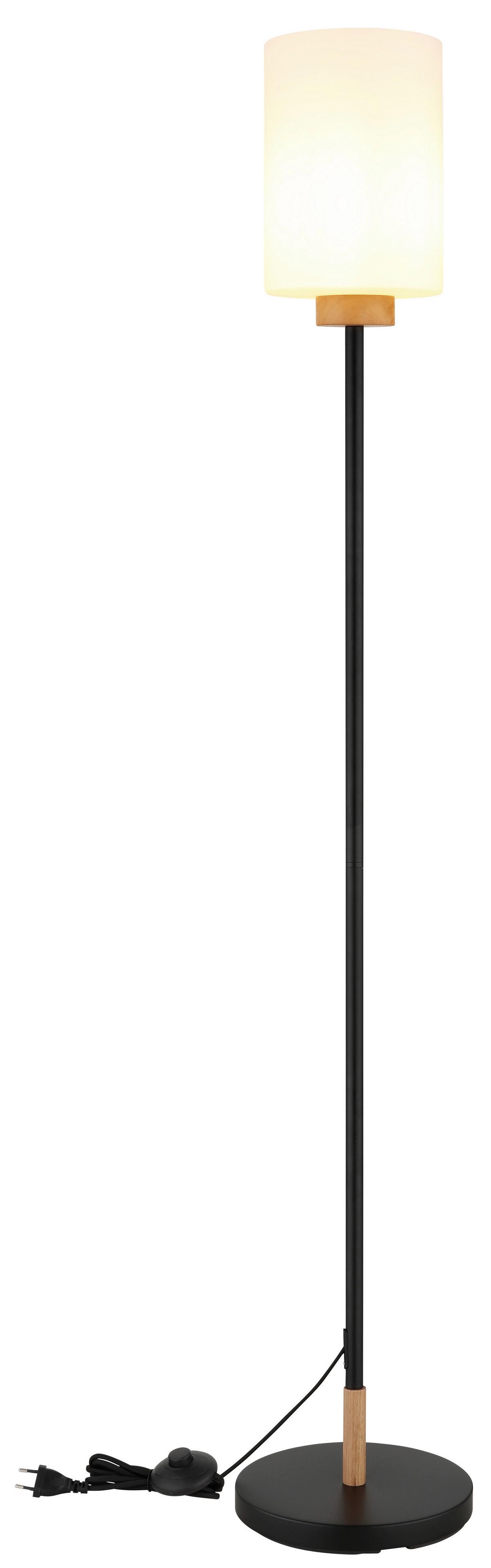 STOJACÍ LAMPA ROWENA - bílá/barvy dubu, Design, kov/dřevo (25/150cm) - Globo