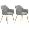 Armlehnstuhl Louisa Grau Gepolstert 2er-Set - Eichefarben/Grau, KONVENTIONELL, Holz/Textil (56,5/80/58cm) - Livetastic