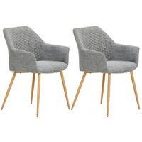 Armlehnstuhl Louisa Grau Gepolstert 2er-Set - Eichefarben/Grau, KONVENTIONELL, Holz/Textil (56,5/80/58cm) - Livetastic