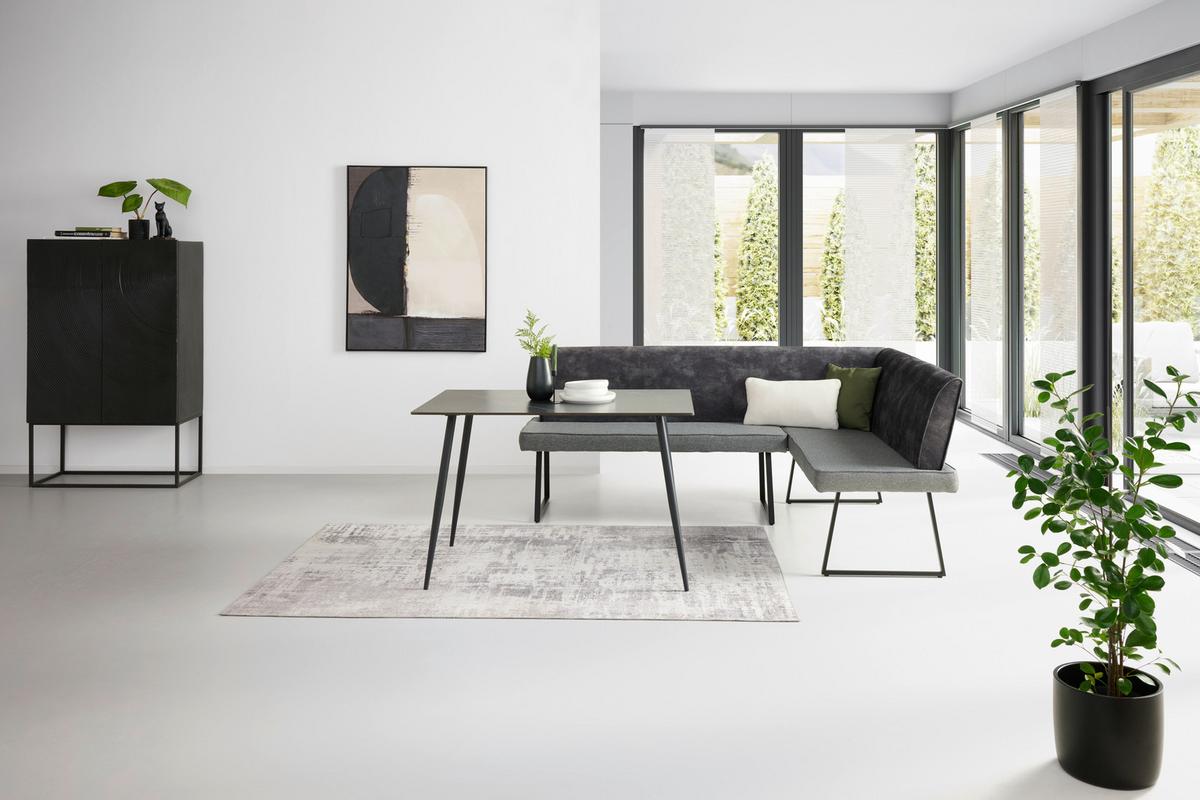 Eckbank Rab Dunkelgrau Eisen Schwarz, 205x155 Cm - Dunkelgrau/Schwarz, KONVENTIONELL, Holz/Textil (205/155cm) - MID.YOU