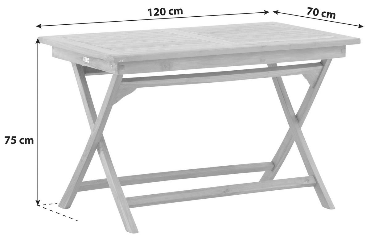 Gartentisch Kenya Teakholz L: 120cm - Teakfarben, KONVENTIONELL, Holz (120/70/75cm) - Gardenson