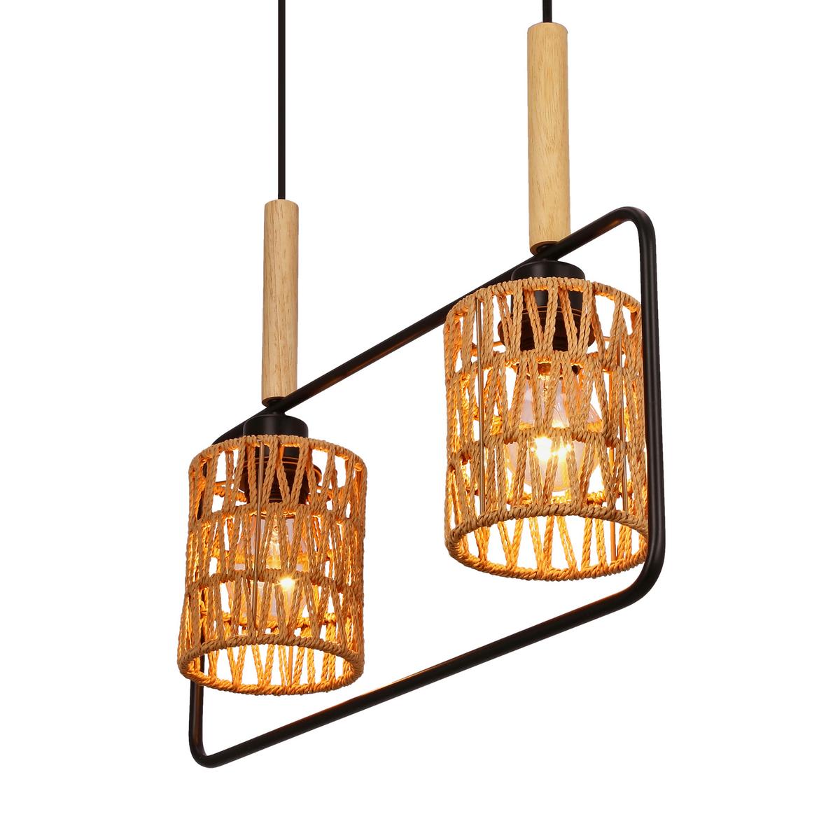 Pendelleuchte 32-26774 Crown - Beige/Schwarz, Natur, Textil/Metall (50cm)